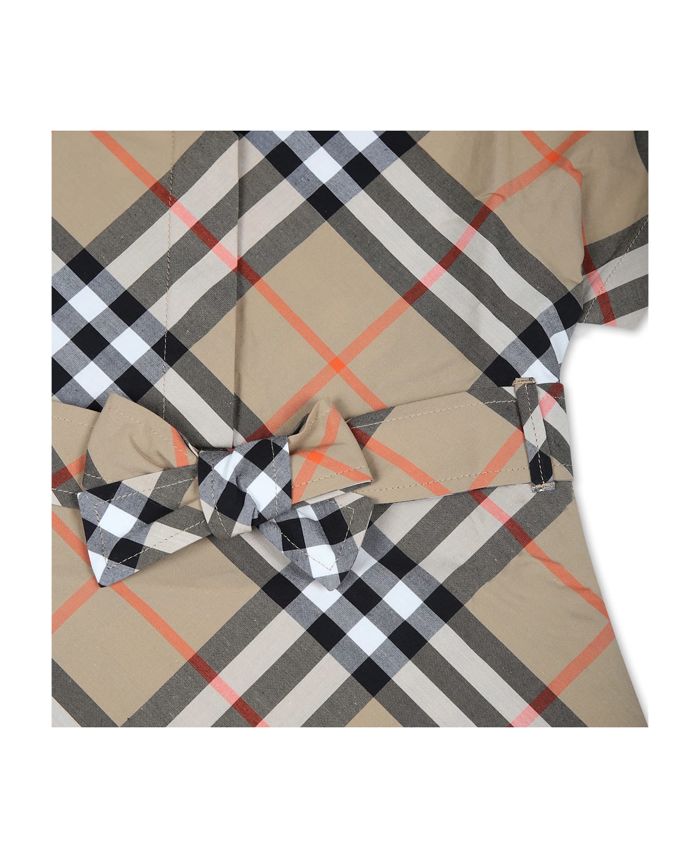 Burberry Beige Dress For Baby Girl With Vintage Check - Beige