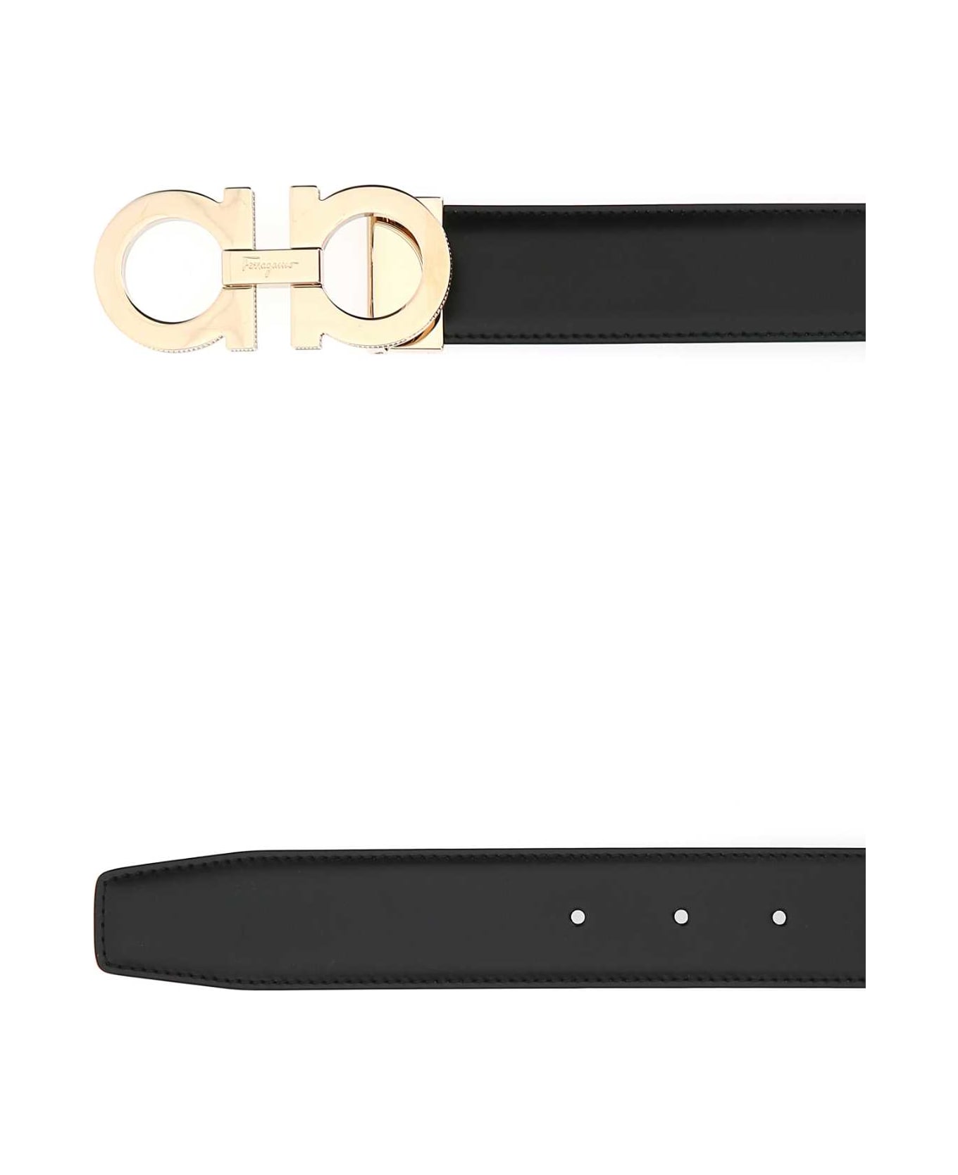 Ferragamo Black Leather Belt - NEROBLUEMARINE ベルト
