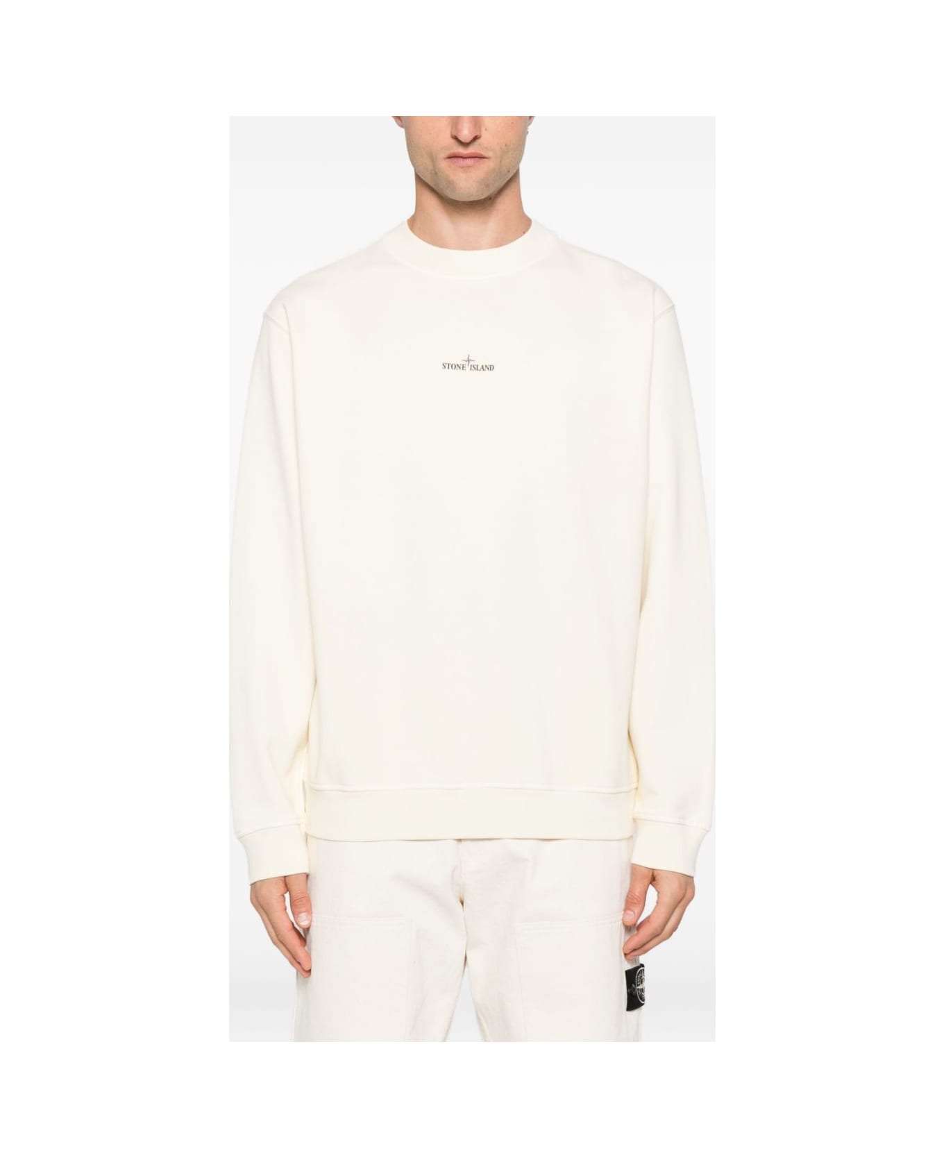 Stone Island Cotton Sweatshirt With Logo - White