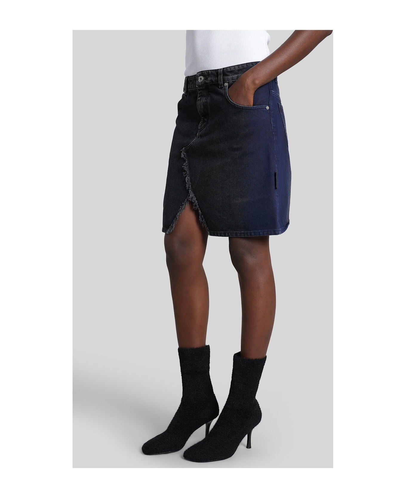 Off-White Skirt In Blue Cotton - blue