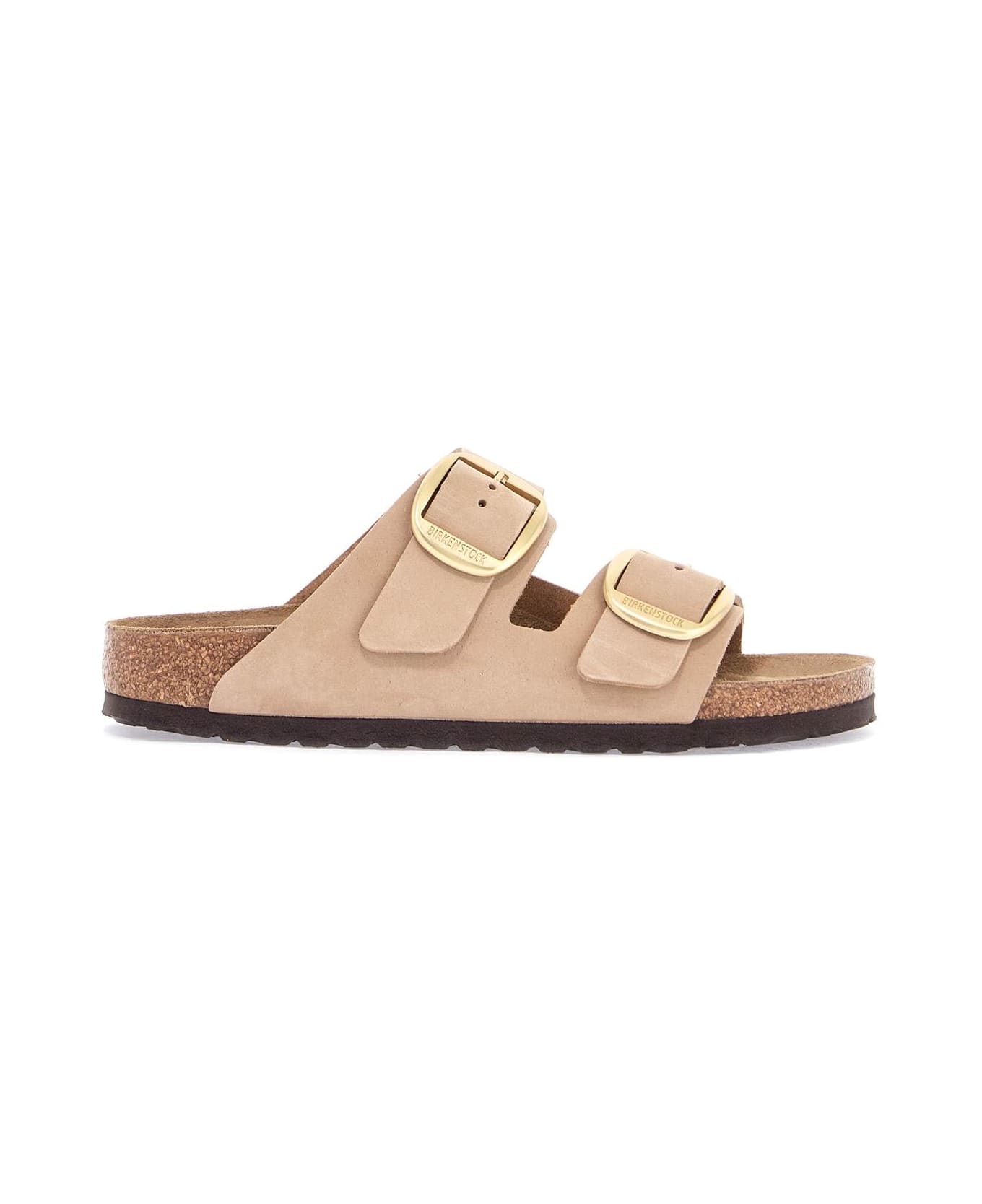 Birkenstock Nubuck Leather Sandals Sandcastle With Golden Buckles - SANDCASTLE