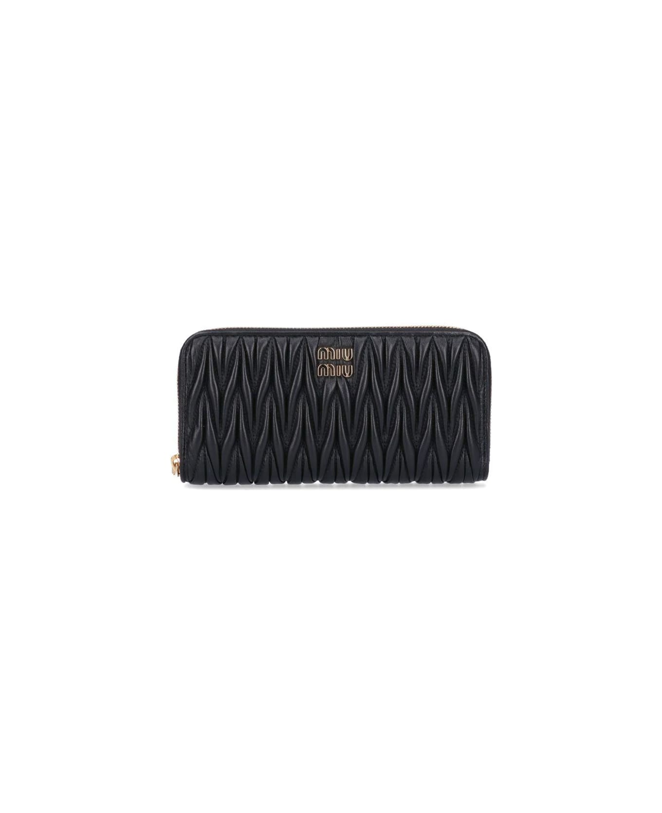 Miu Miu Logo Zip Wallet - Nero