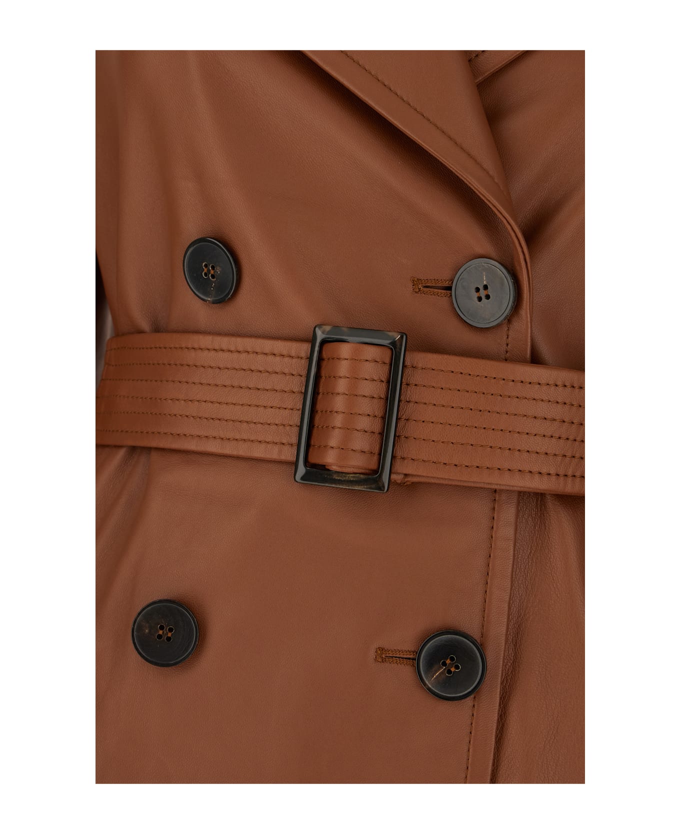 Max Mara Studio Brown Nappa Leather Trench - Cuoio
