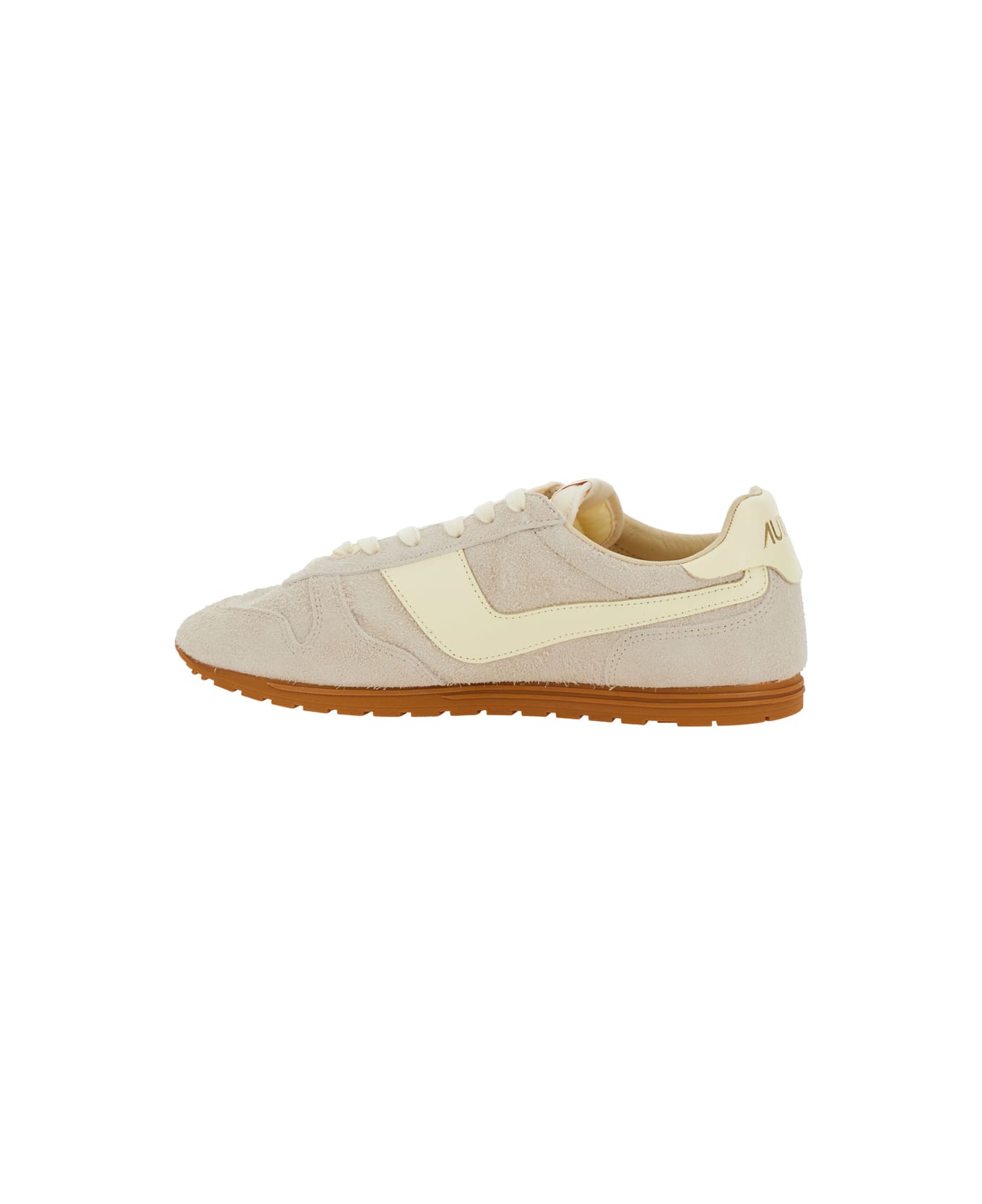 Autry 'windspin Low' Beige Sneaker With Logo On The Side And On The Heel In Suede Man - Beige