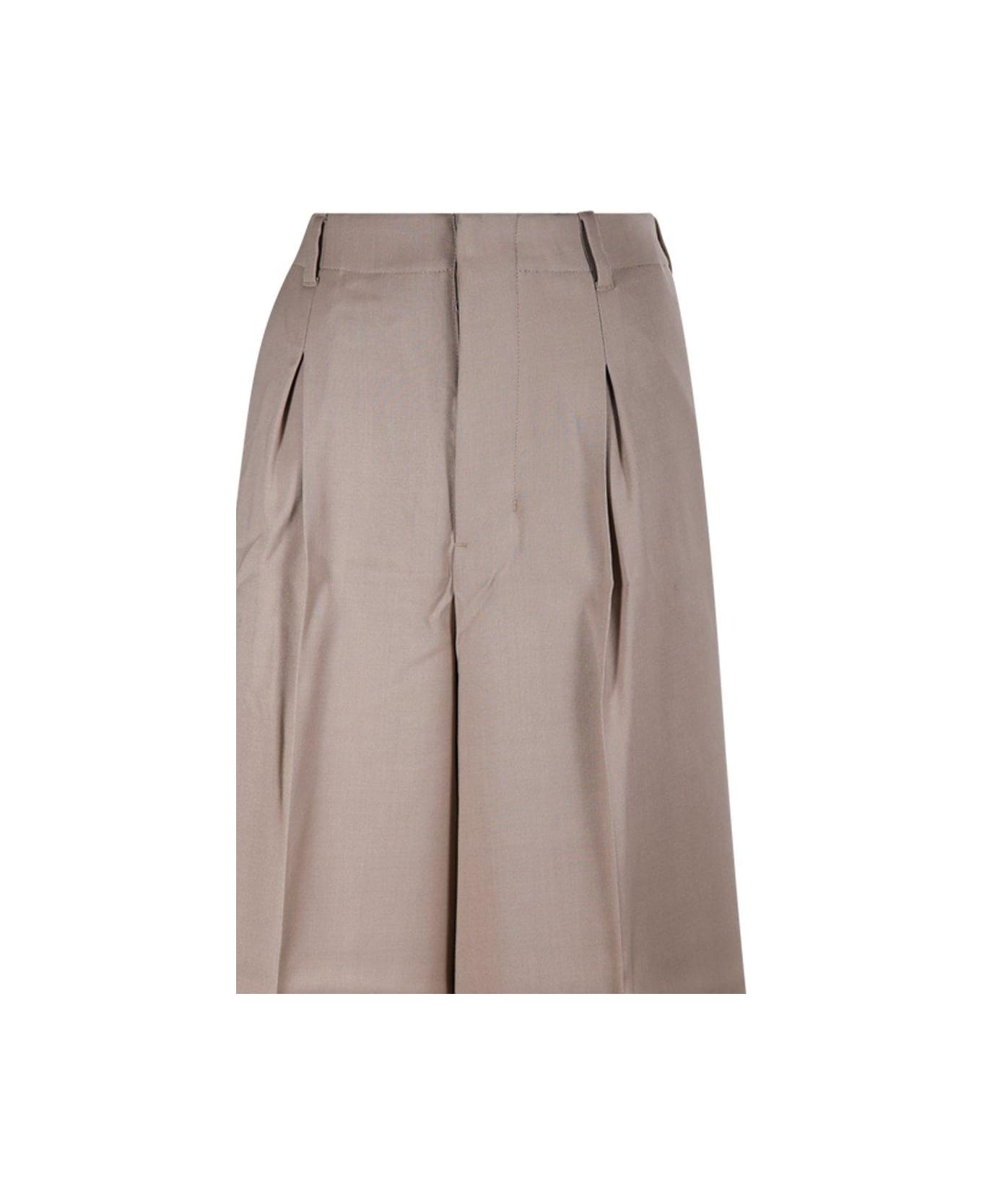 Ami Alexandre Mattiussi Paris Faille High Waisted Knee-length Shorts - LIGHTTAUPE