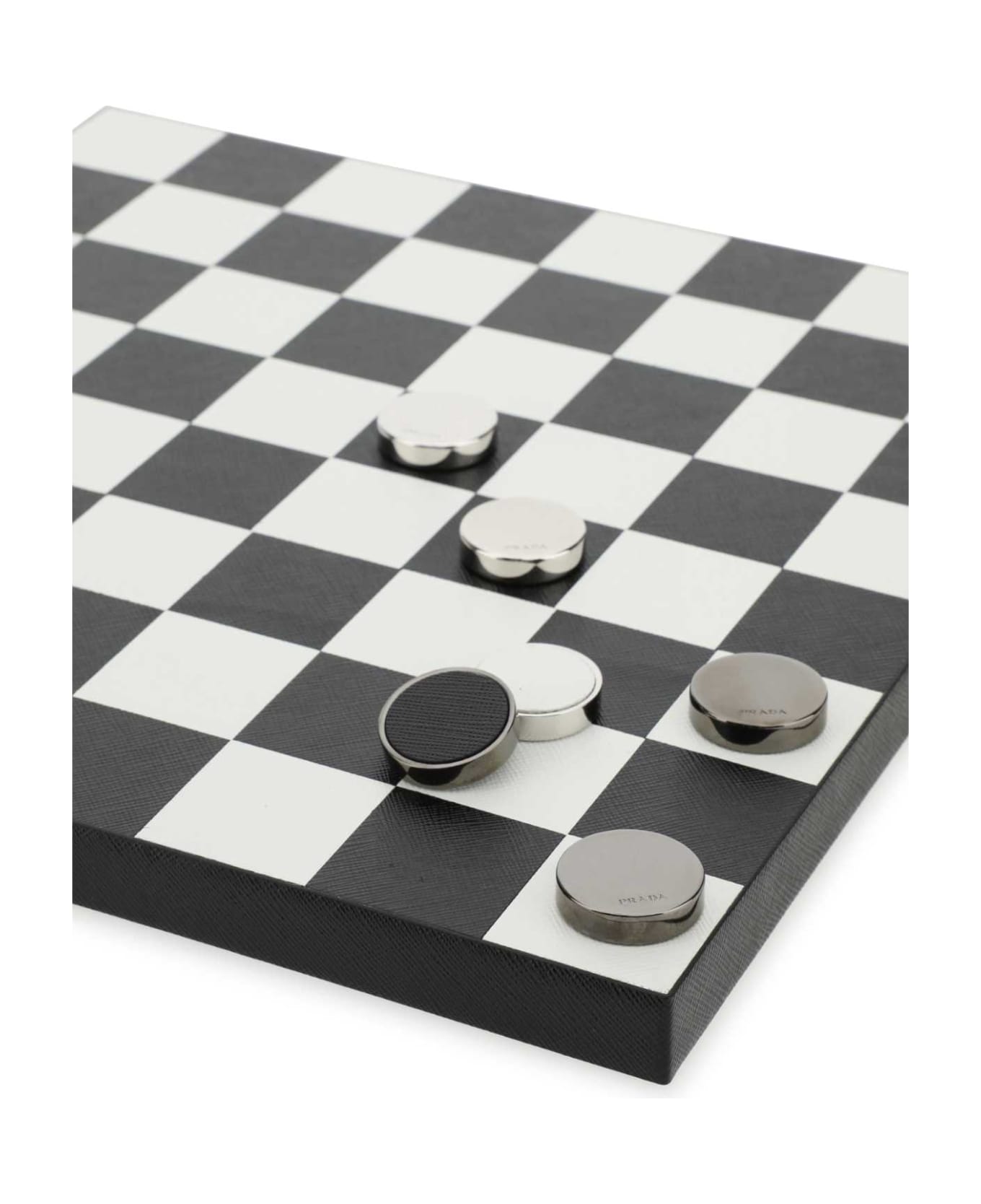 Prada Black Leather Checkers Game Kit - NERO
