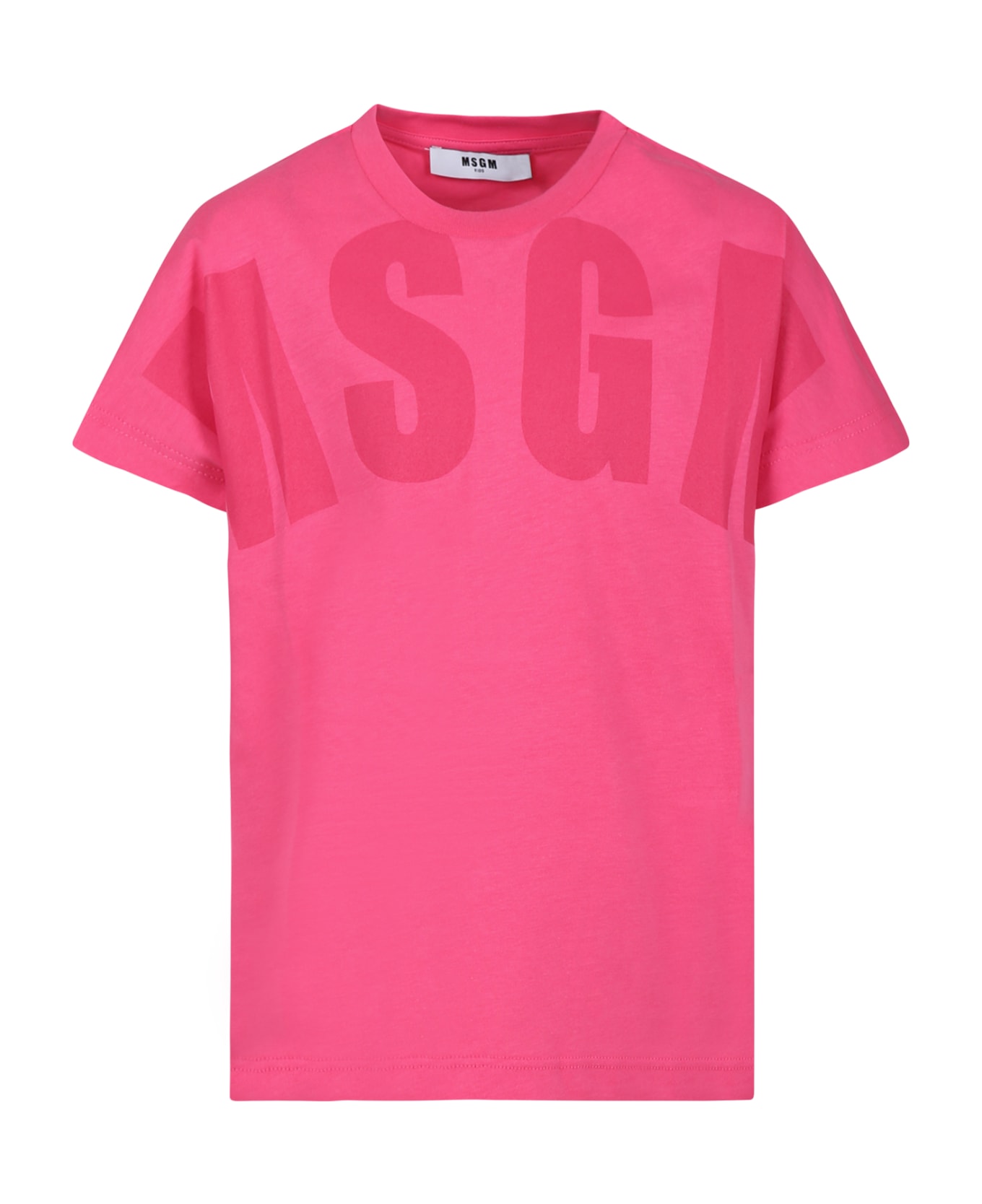 MSGM Fuchsia T-shirt For Kids With Logo - Fuchsia Tシャツ＆ポロシャツ