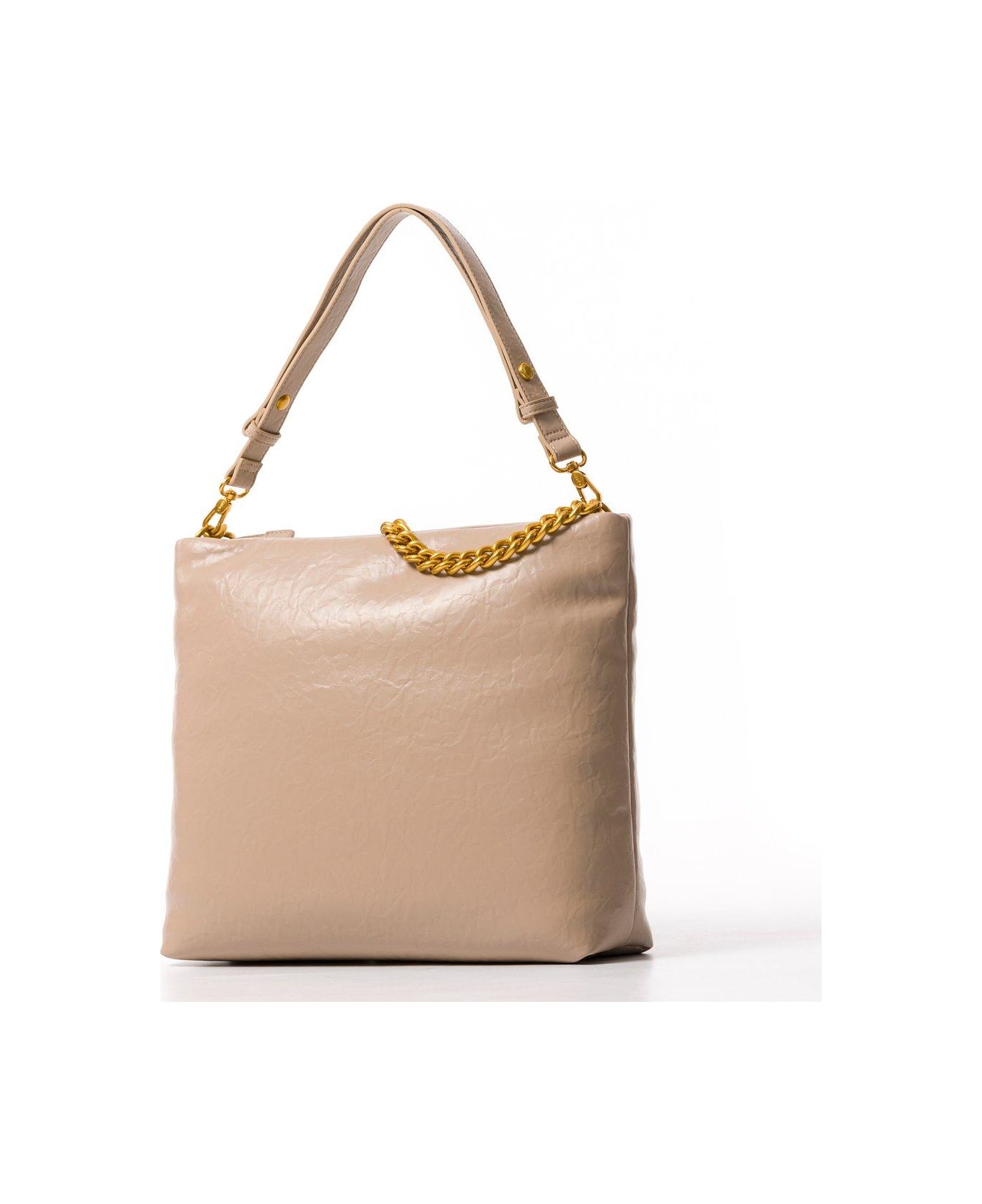 Liu-Jo Lapuffy Chain-linked Shoulder Bag - Beige