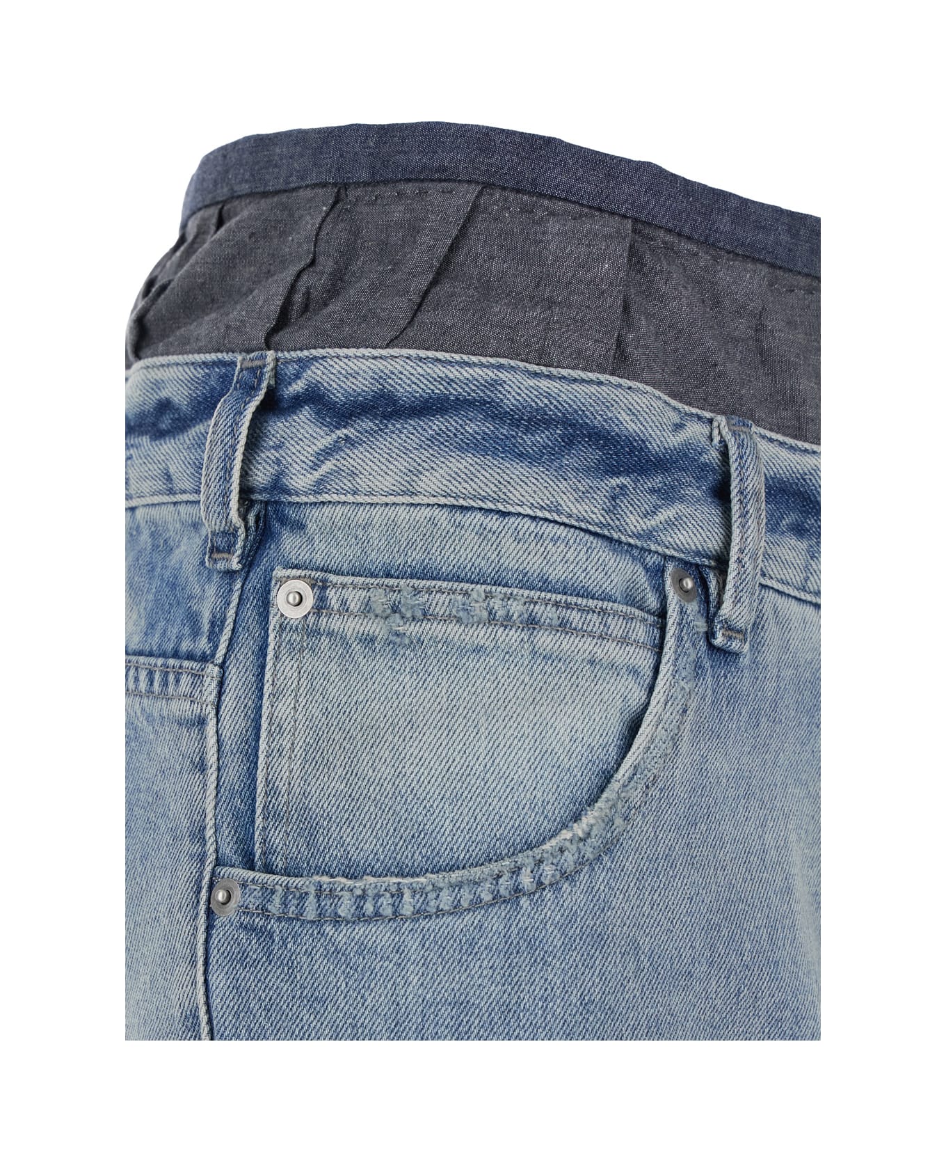 Maison Margiela Light Blue Long Skirt With Front Slit And Five Pocket Design In Denim Woman - Light blue