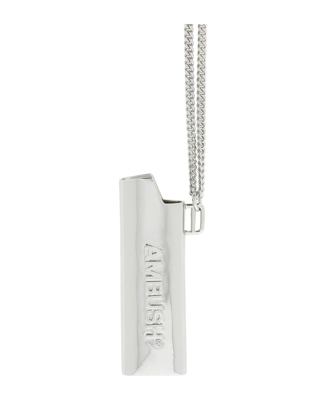 AMBUSH Lighter Case Logo Lettering Necklace - Silver