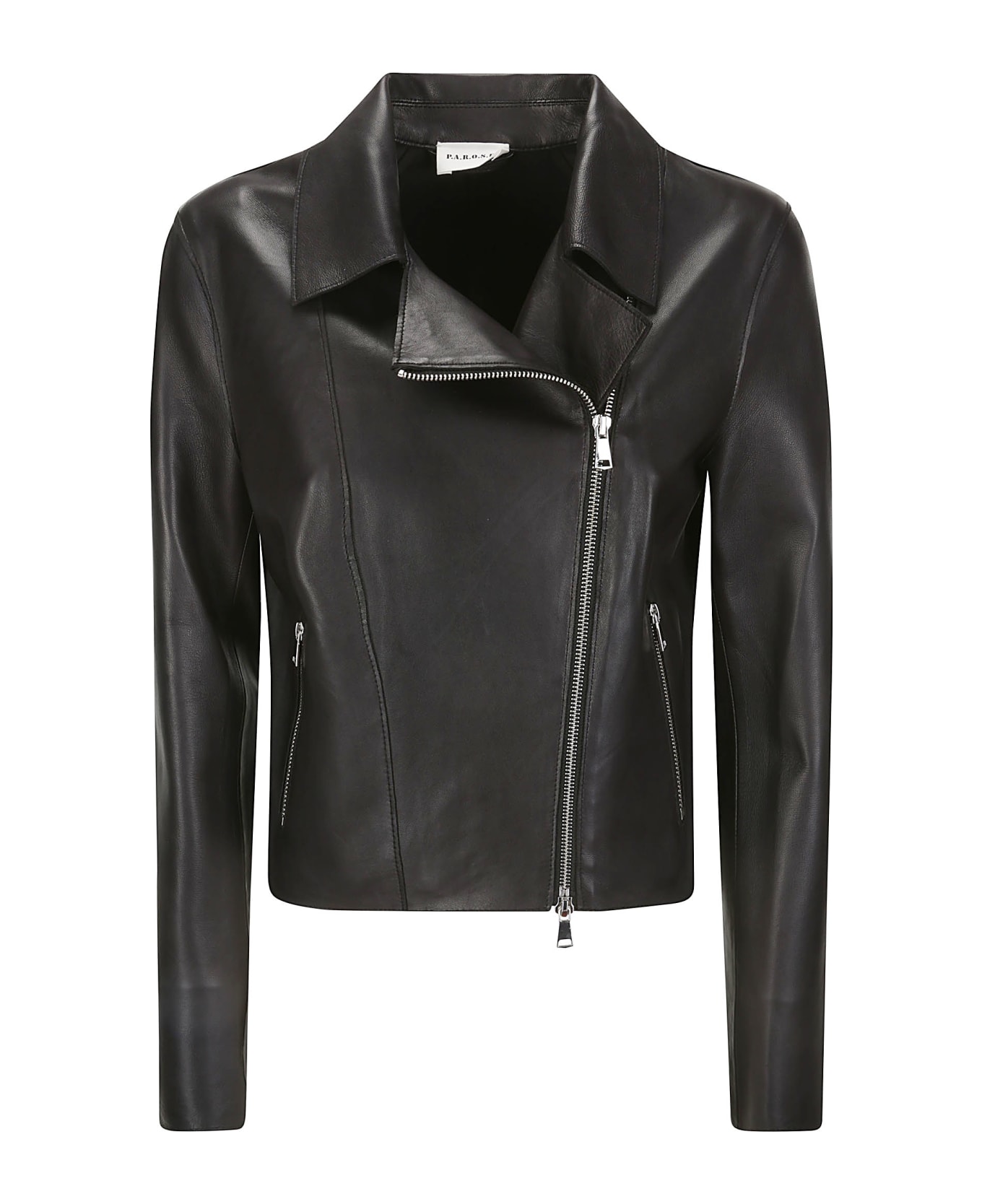 Parosh Nail Leather Jacket - BLACK