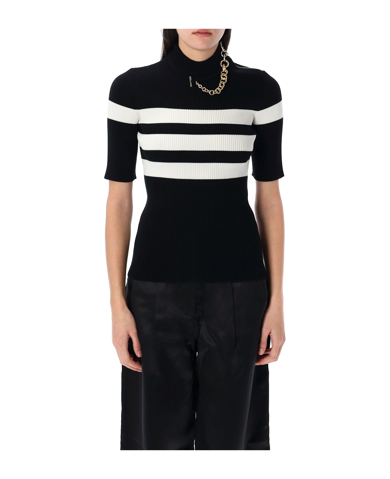 Jean Paul Gaultier Striped Knit Top - BLACK WHITE