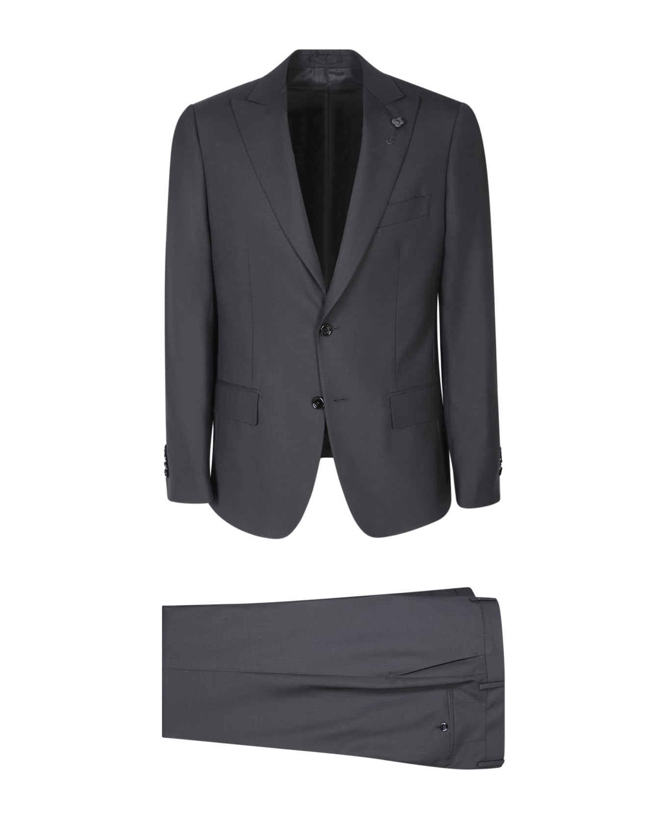 Lardini Stretch Fabric Black Suit - Black
