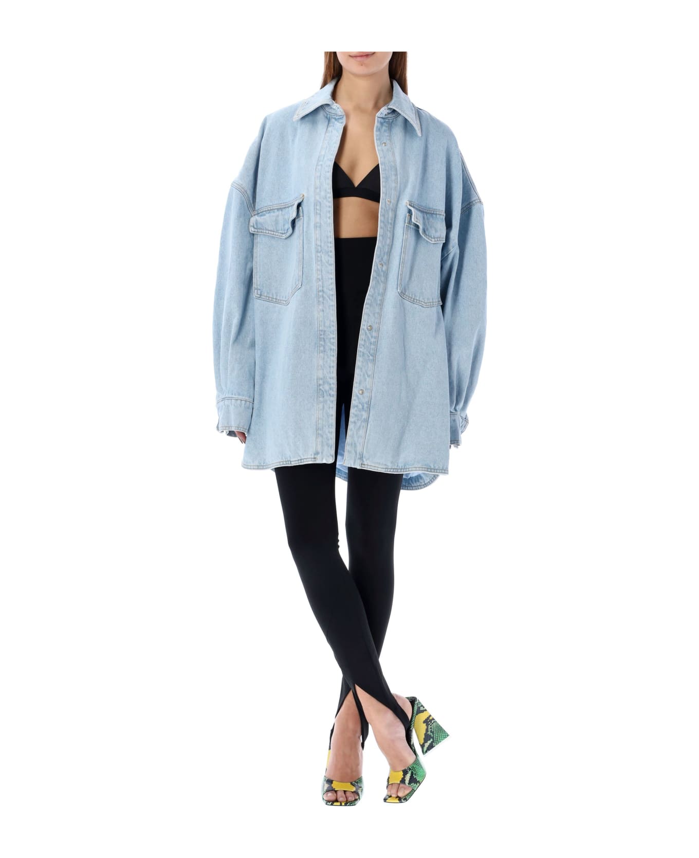 Tシャツ・カットソー THE ATTICO WASHED DENIM BOMBER (250WCB00074 DDD104AA 100) The Attico Oversized Denim Shirt Jacket | italist
