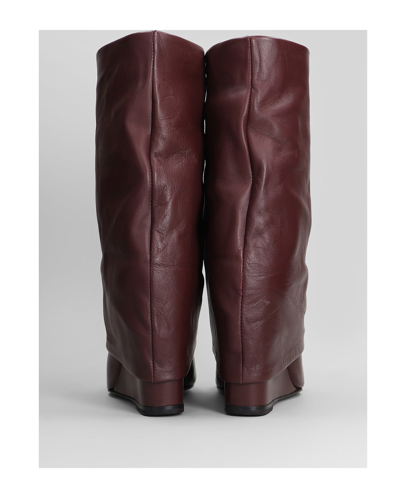 The Seller High Heels Ankle Boots In Bordeaux Leather - bordeaux