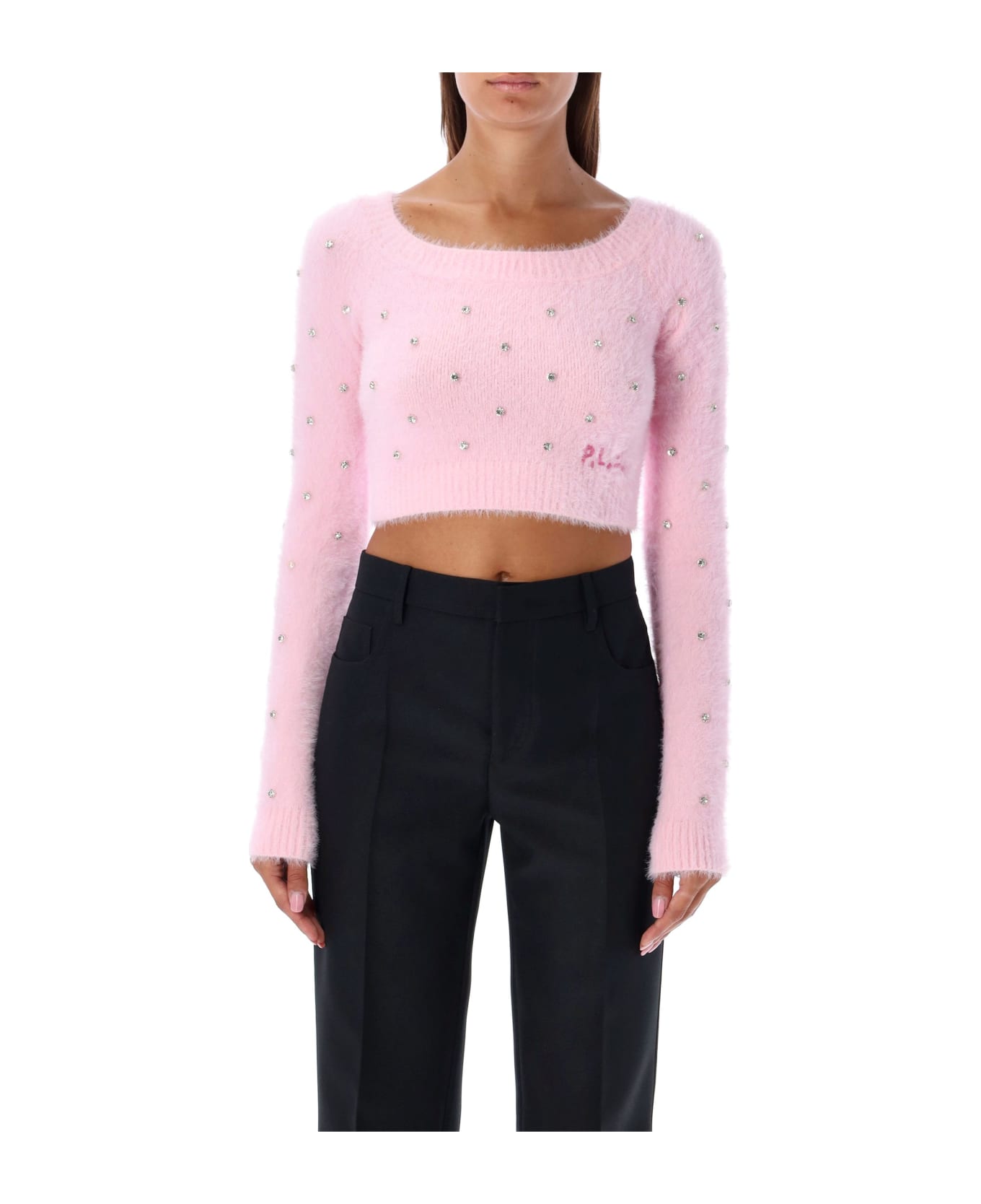 Philosophy di Lorenzo Serafini Super Soft Crop Sweater With Rhinestones - Pink