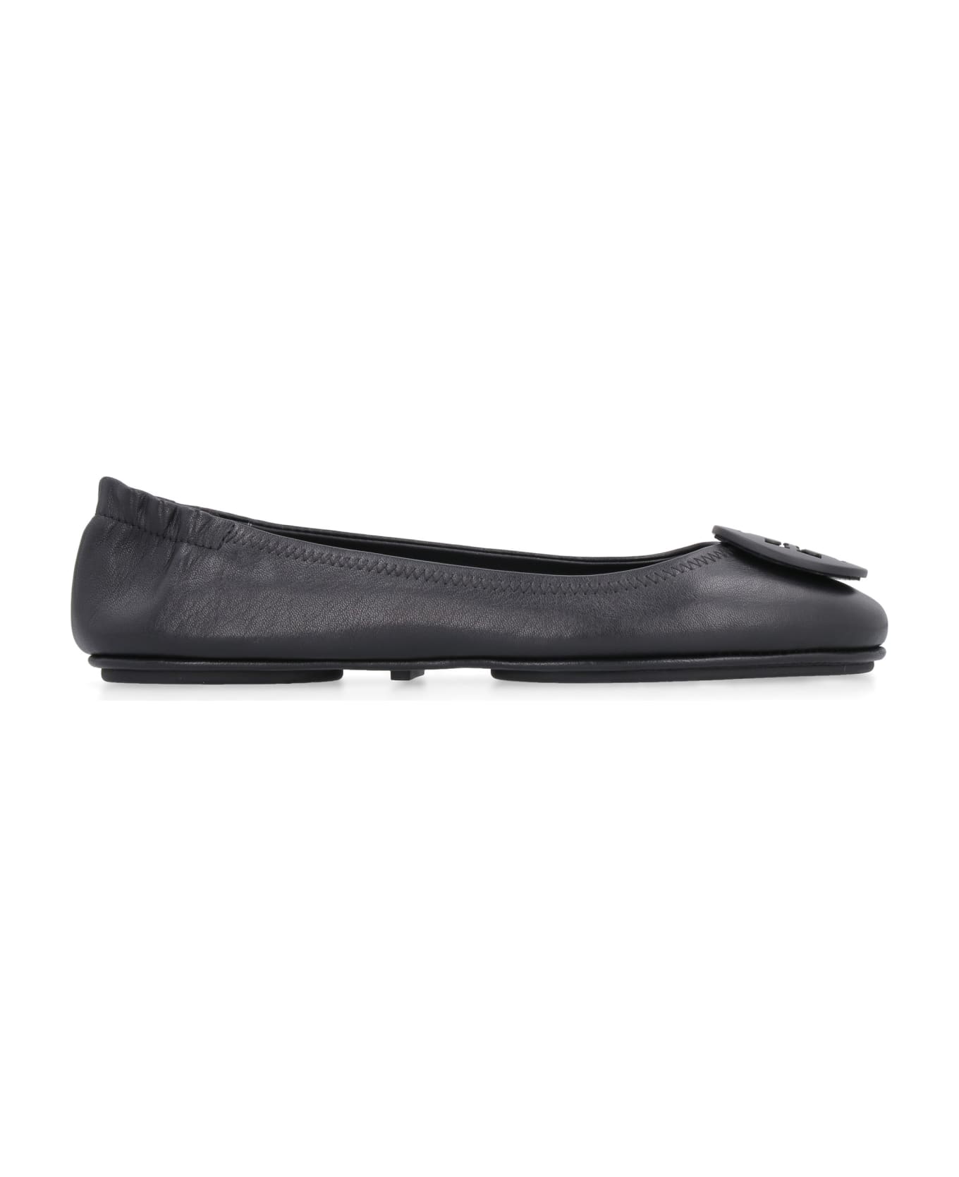 Tory Burch Minnie Travel Leather Ballet Flats - black