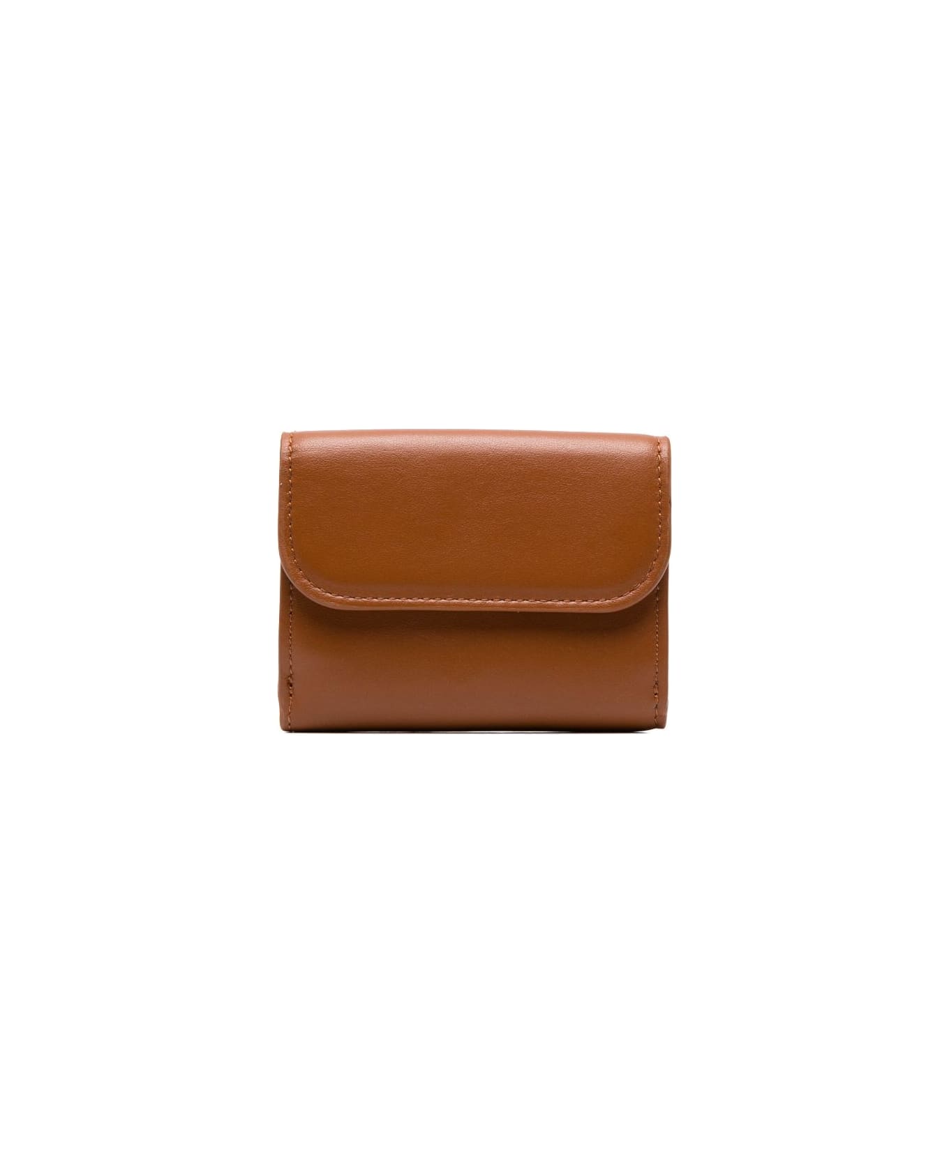 Chloé Sense Logo-embroidered Leather Wallet - Caramel