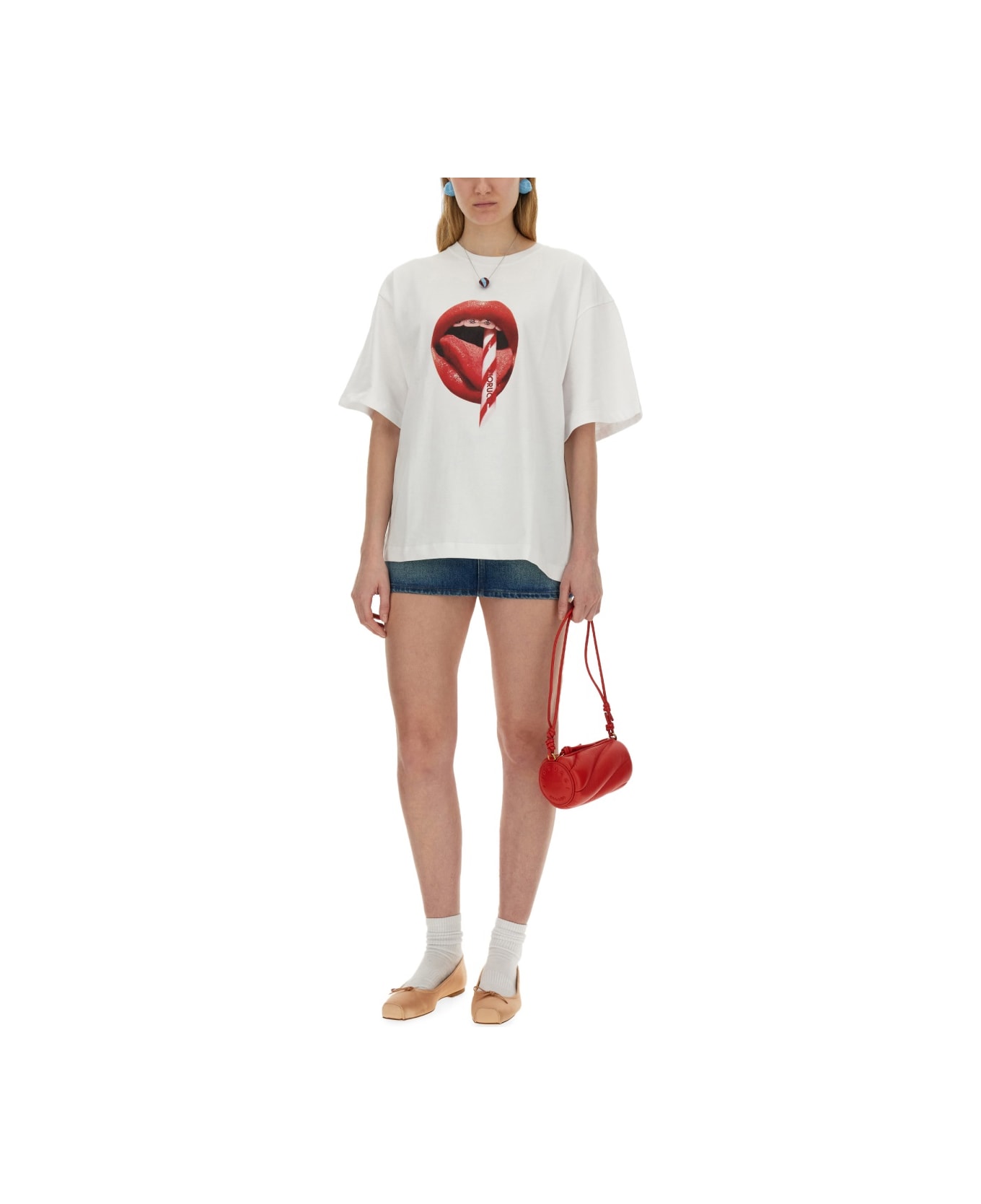Fiorucci T-shirt With Mouth Print - WHITE