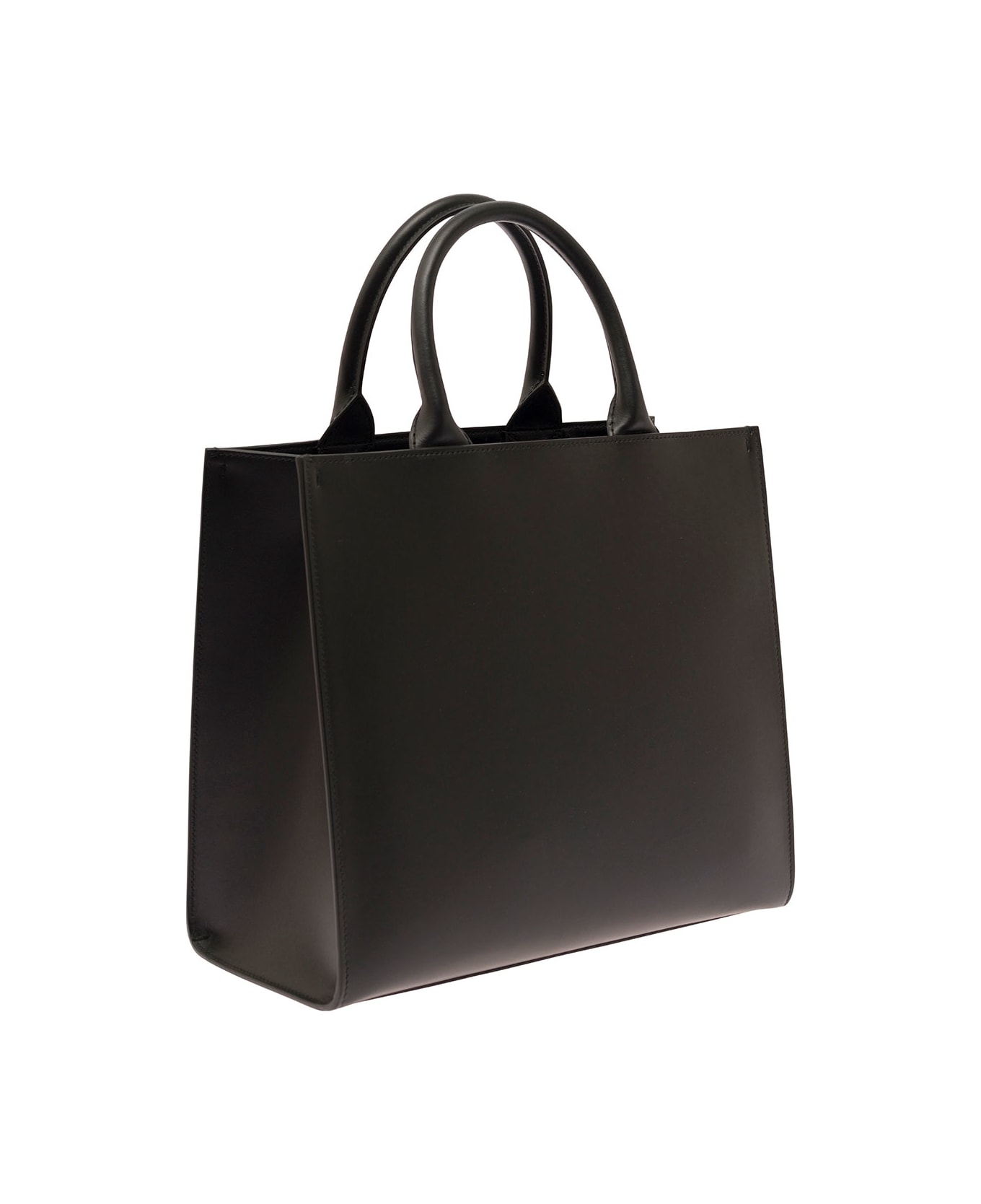 Dolce & Gabbana 'dg Daily Medium' Black Handbag With Dg Logo Detail In Smooth Leather Woman - Black
