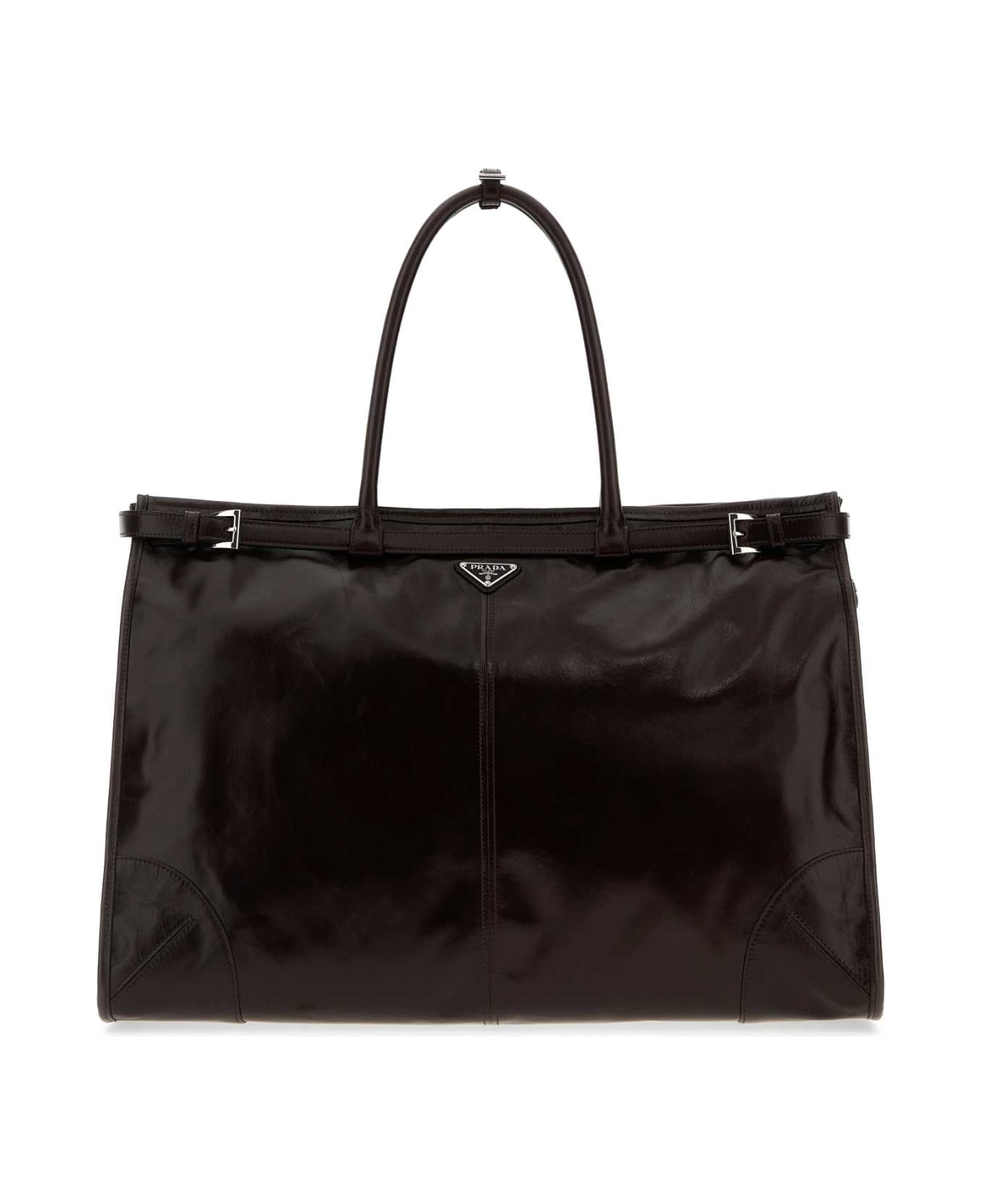Prada Chocolate Leather Large Shopping Bag - MORO N