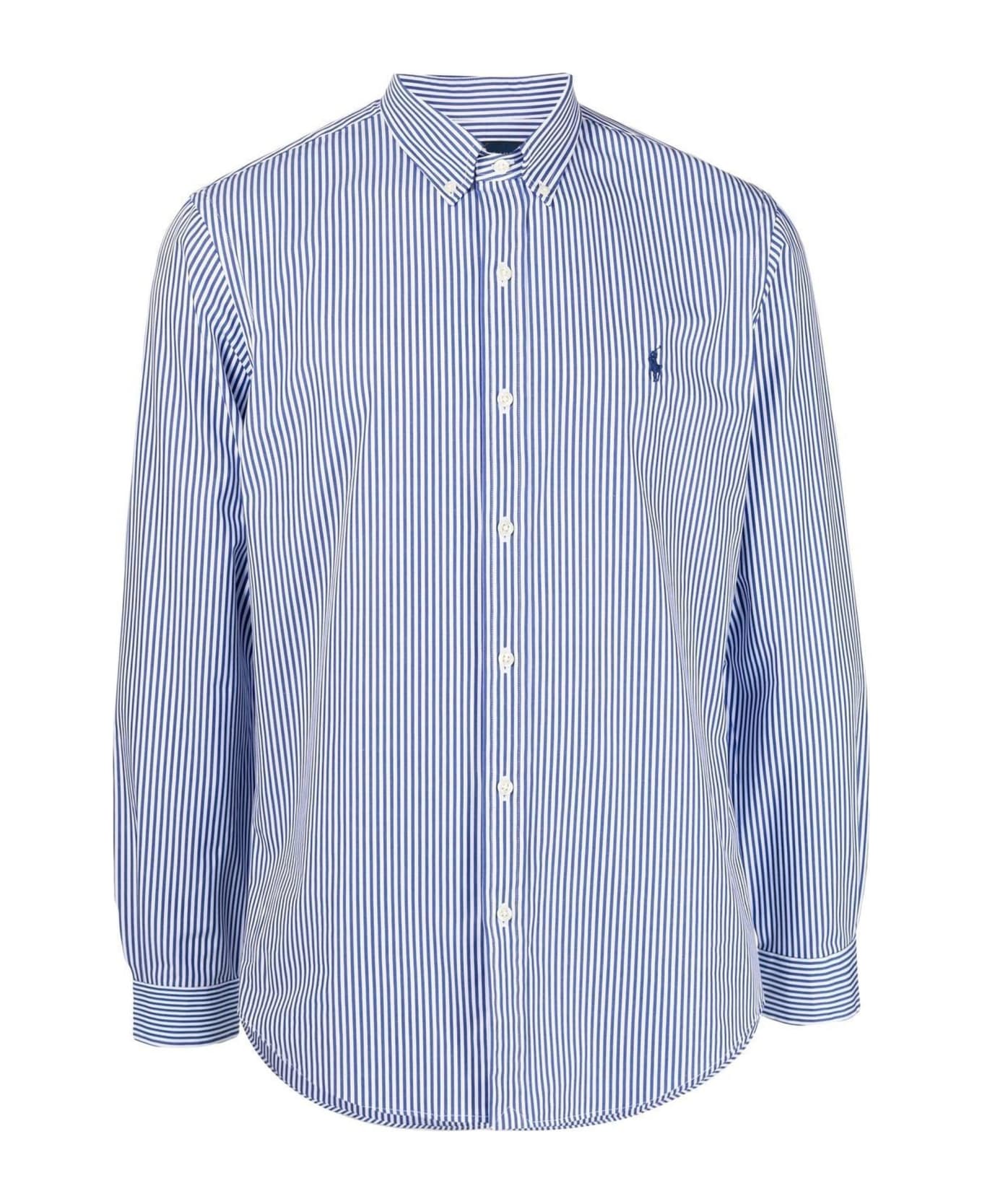 Ralph Lauren Blue Cotton Pinstripe Shirt - Blue White