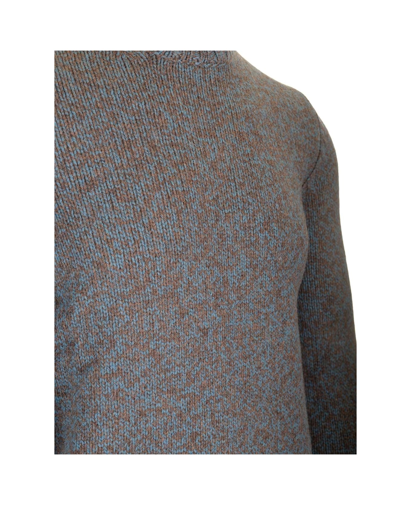 Barba Napoli Moulinè Wool Crewneck Sweater - Grey