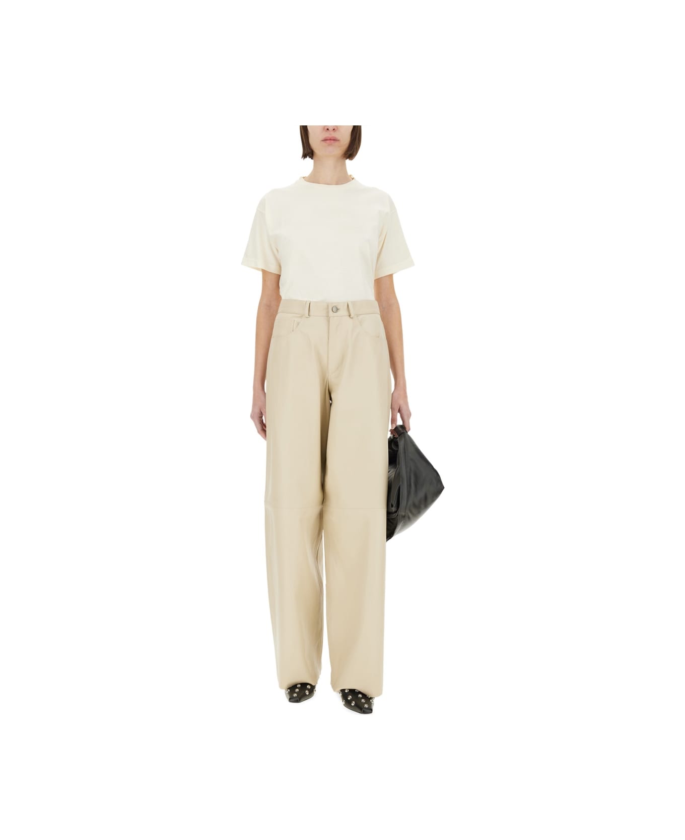 Haikure "bethany" Leather Pants - BEIGE