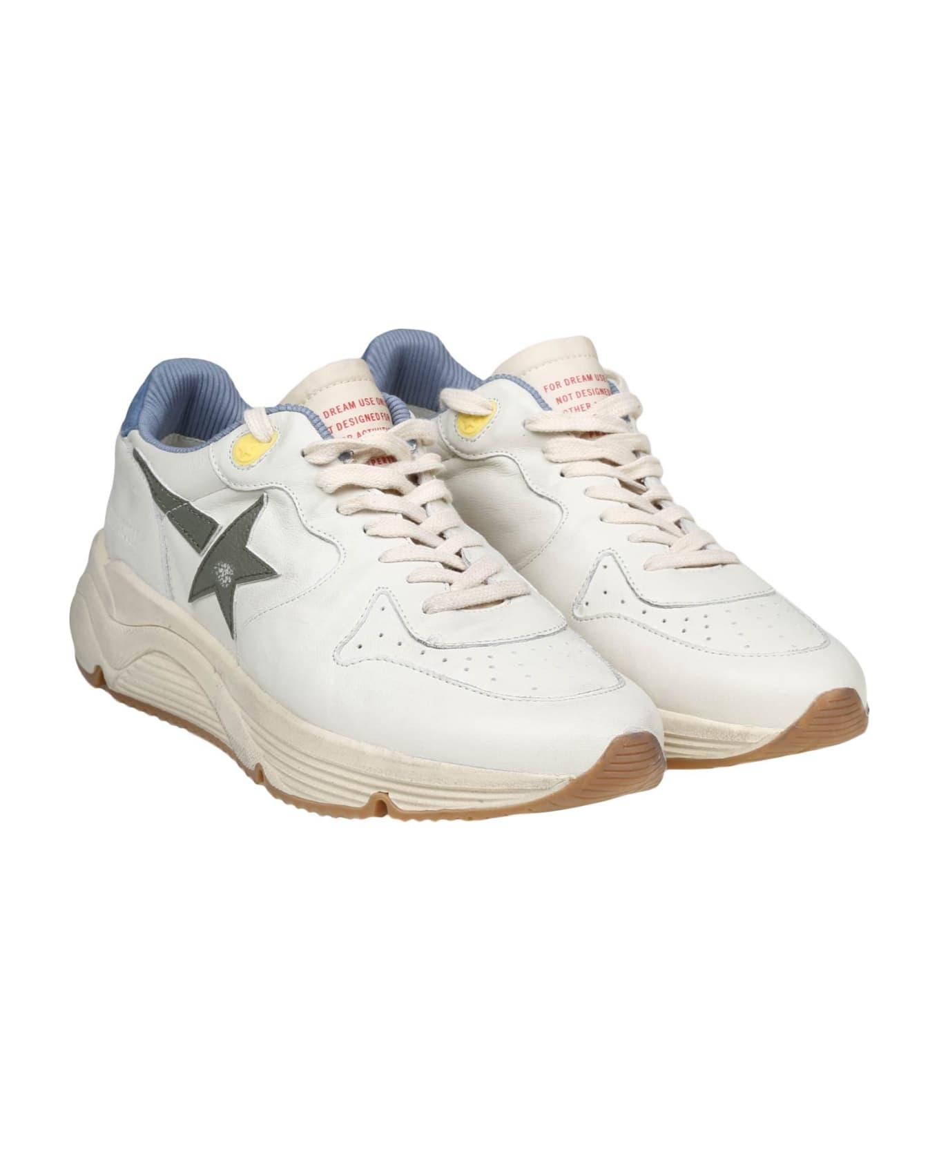 Golden Goose Running Sole Padded Sneakers - White/Green/Powder Blue