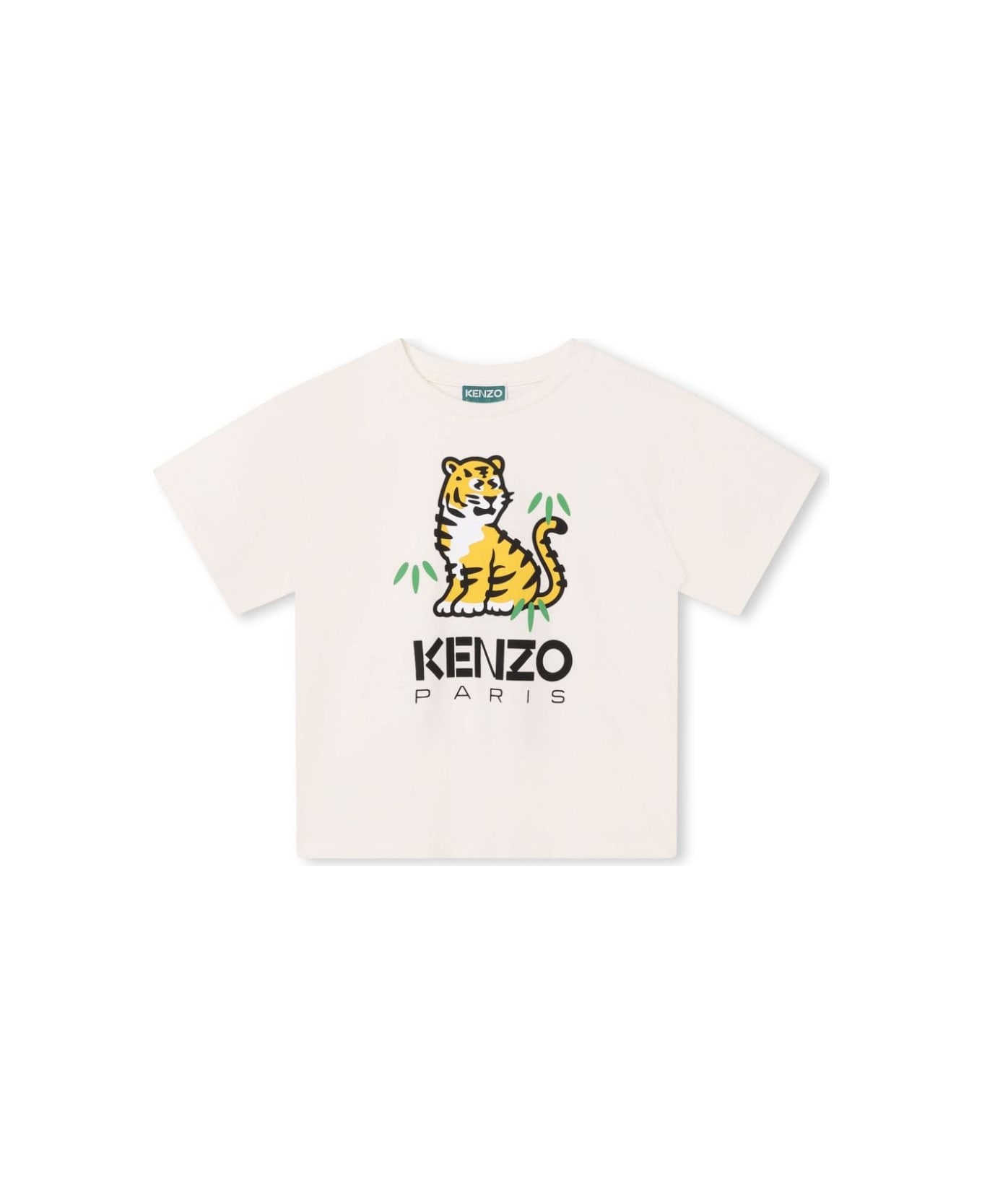 Kenzo Kids T-shirt Con Stampa - P Avorio