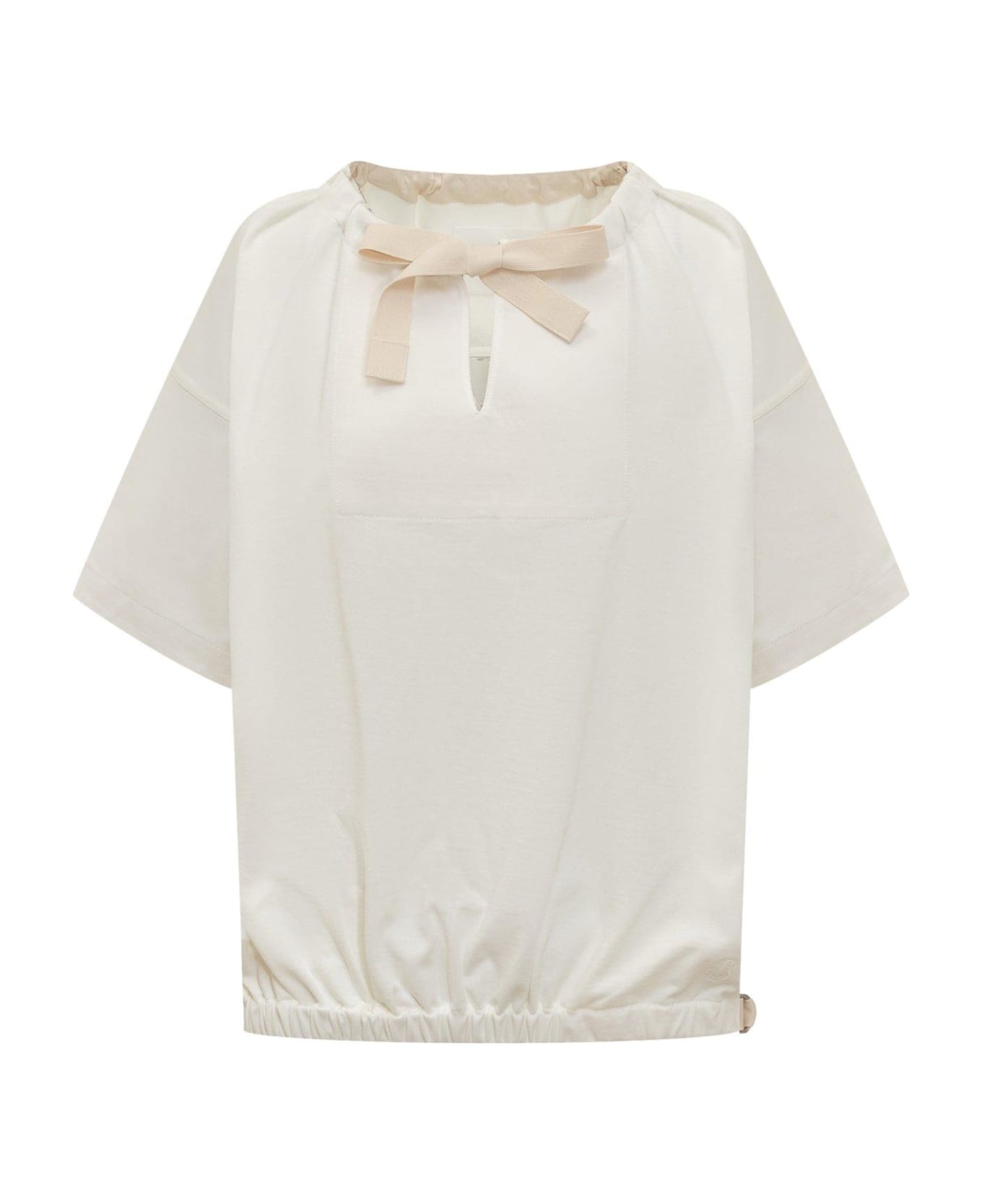 Jil Sander + Bow-detailed Short-sleeved Blouse - White