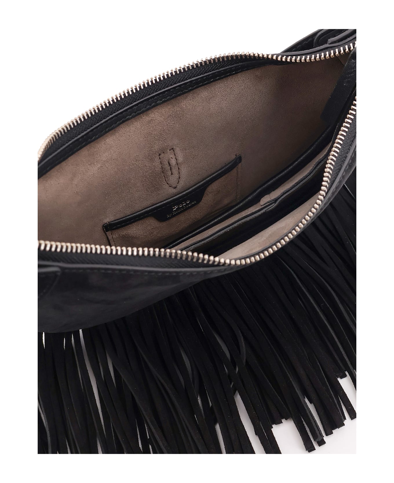 Polo Ralph Lauren Suede Shoulder Bag With Fringes - Black