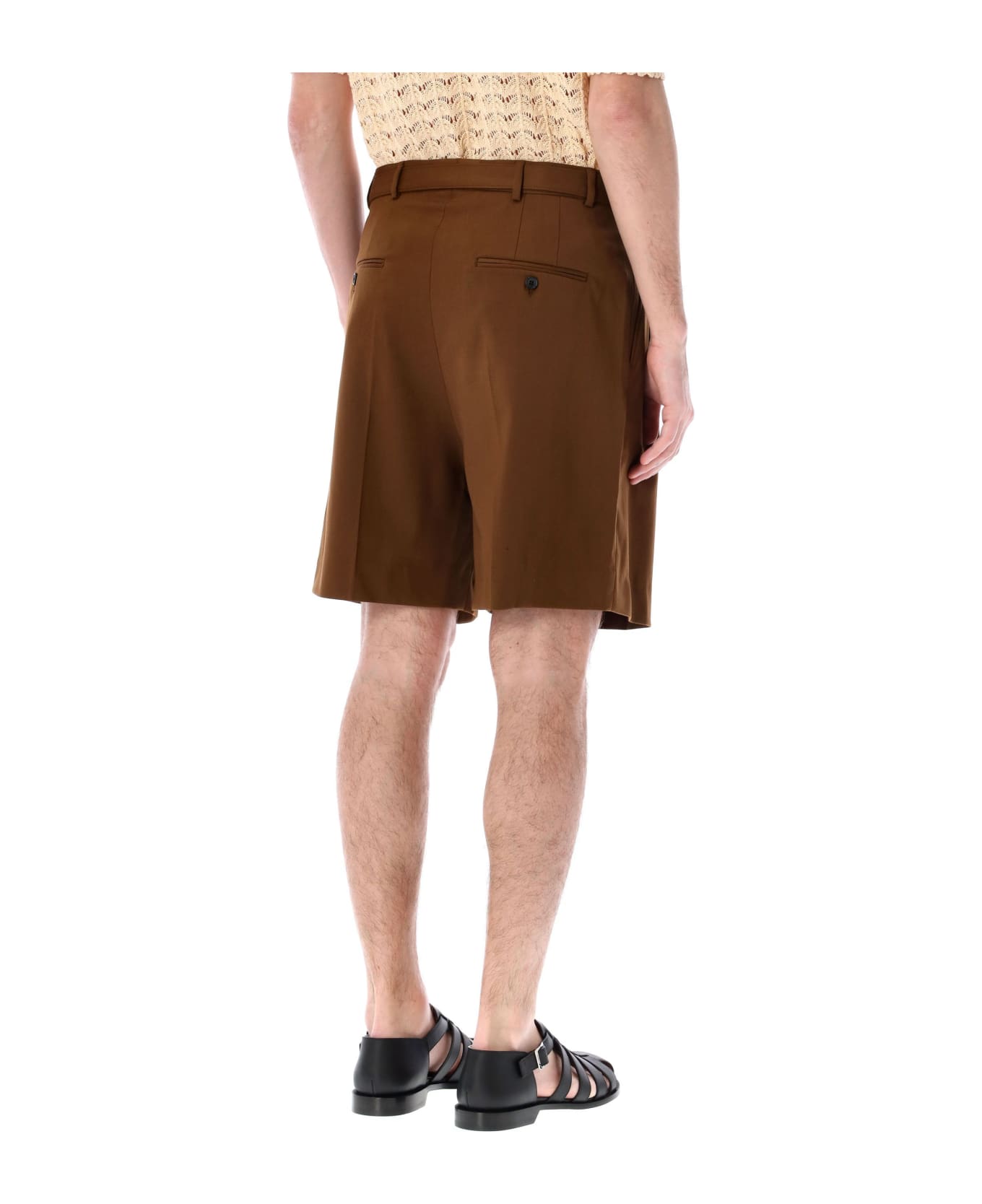 CMMN SWDN Marshall Pleated Shorts - BROWN