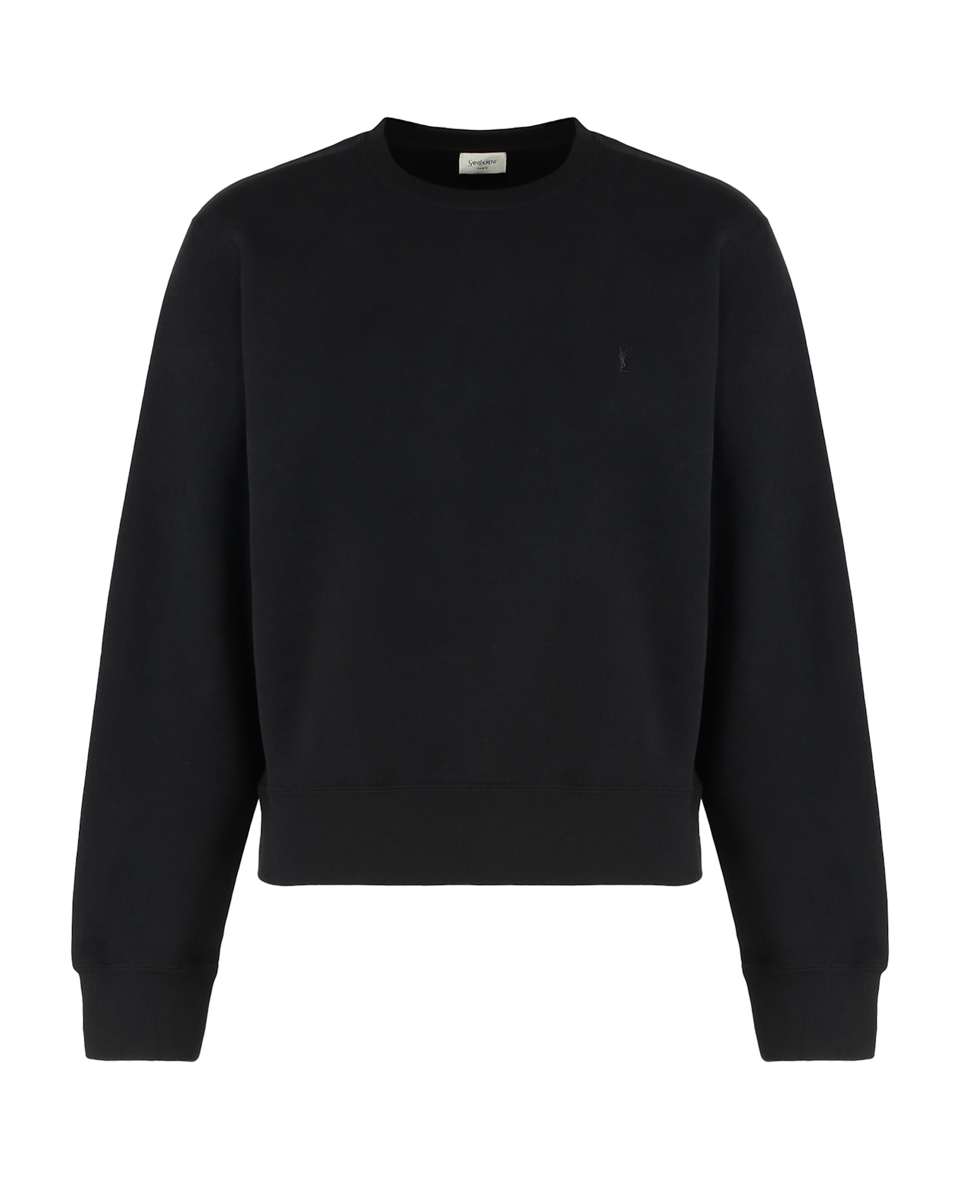 Saint Laurent Cassandre Cotton Crew-neck Sweatshirt - BLACK