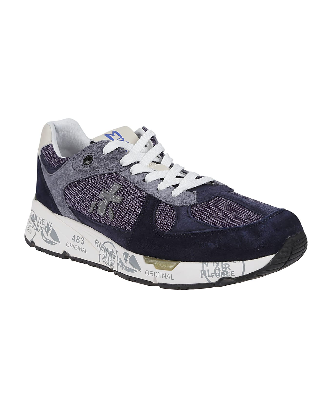 Premiata 'mase' Blue Leather And Fabric Sneakers - Blue