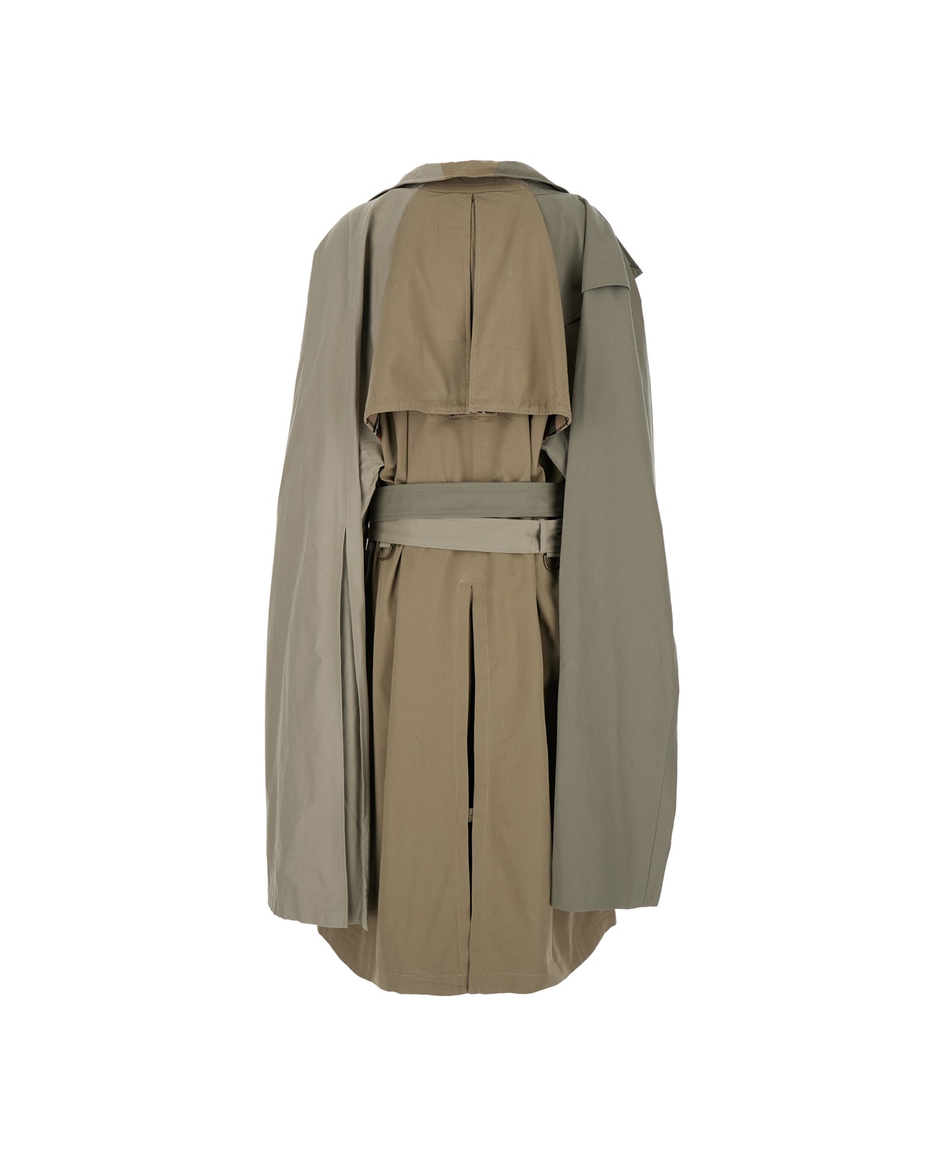 Balenciaga 'double Sleeve' Beige Trench Coat With Extra Pair Of Sleeves In Cotton Woman - Beige