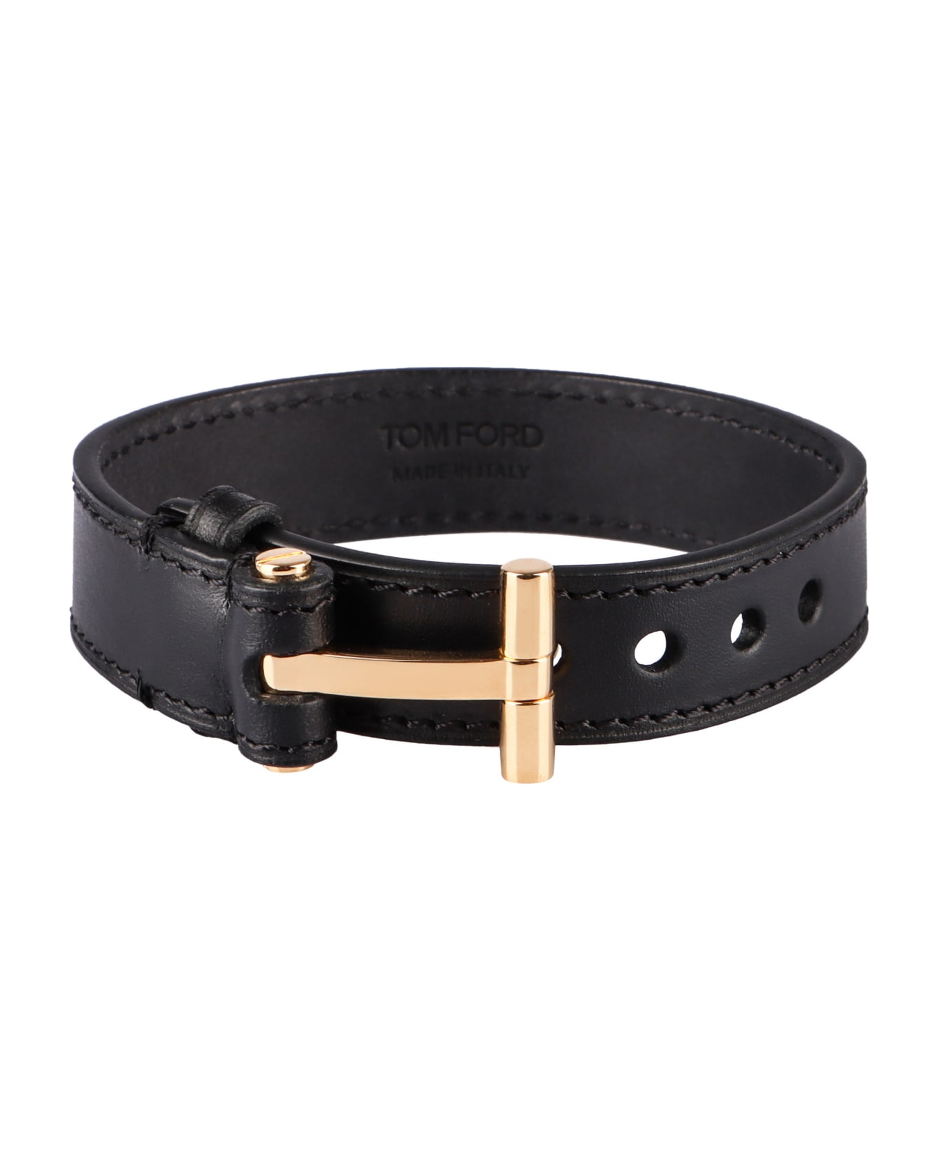 Tom Ford T Leather Bracelet - black