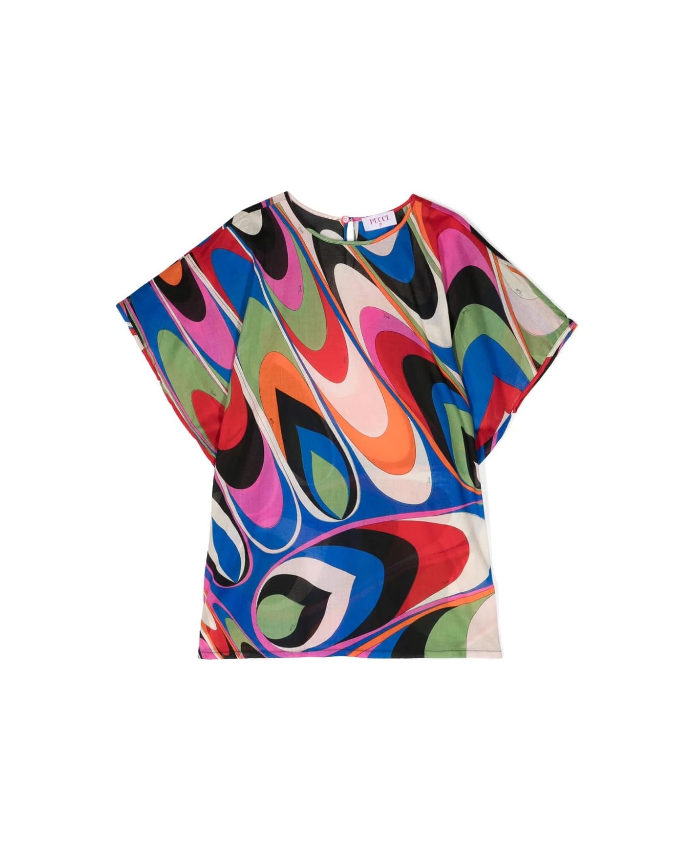 Pucci Multicoloured Waves Print Short Sleeved Dress - Multicolour