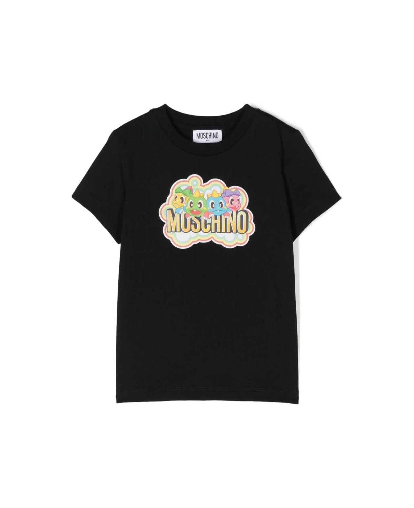 Moschino Black T-shirt With Logo And Dinosaur Patch In Cotton Boy - Black
