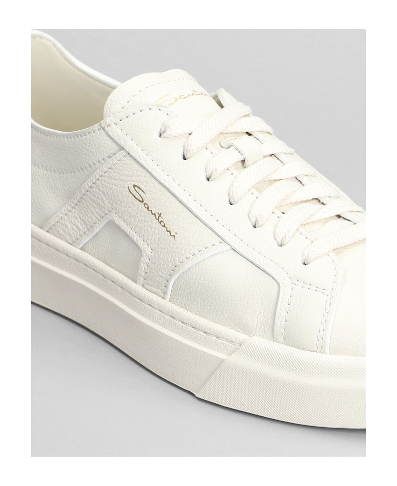 Santoni Dbs Sneakers In White Leather - white