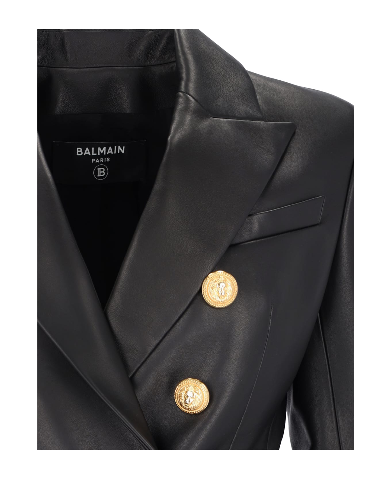 Balmain Six Buttons Leather Jacket - Black  