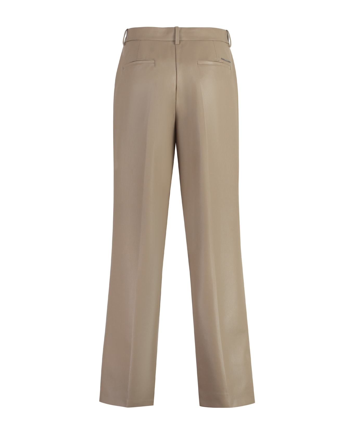 Calvin Klein Faux Leather Trousers - Neutral Taupe