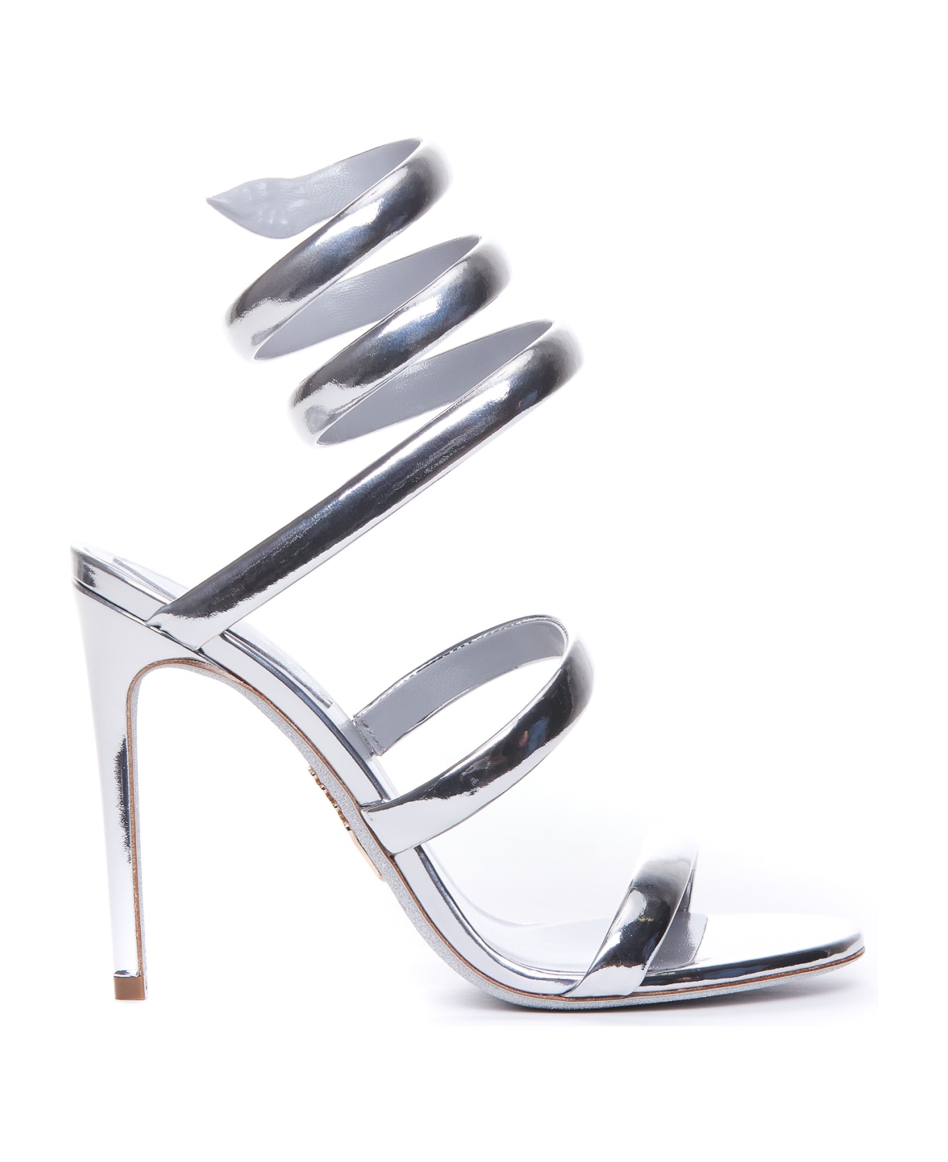 René Caovilla Cleo Mirror Pump Sandals - Silver