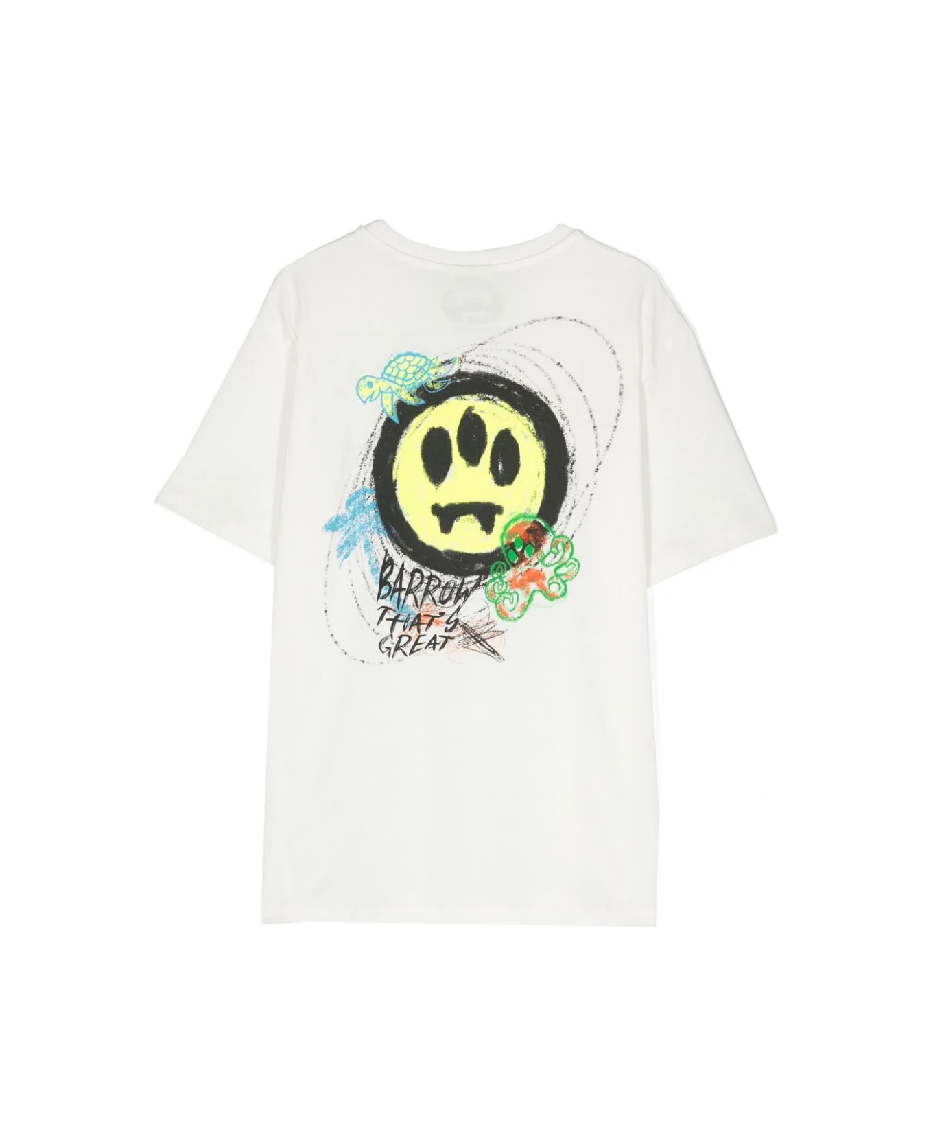 Barrow White T-shirt With Logo And Graphics - Off white Tシャツ＆ポロシャツ