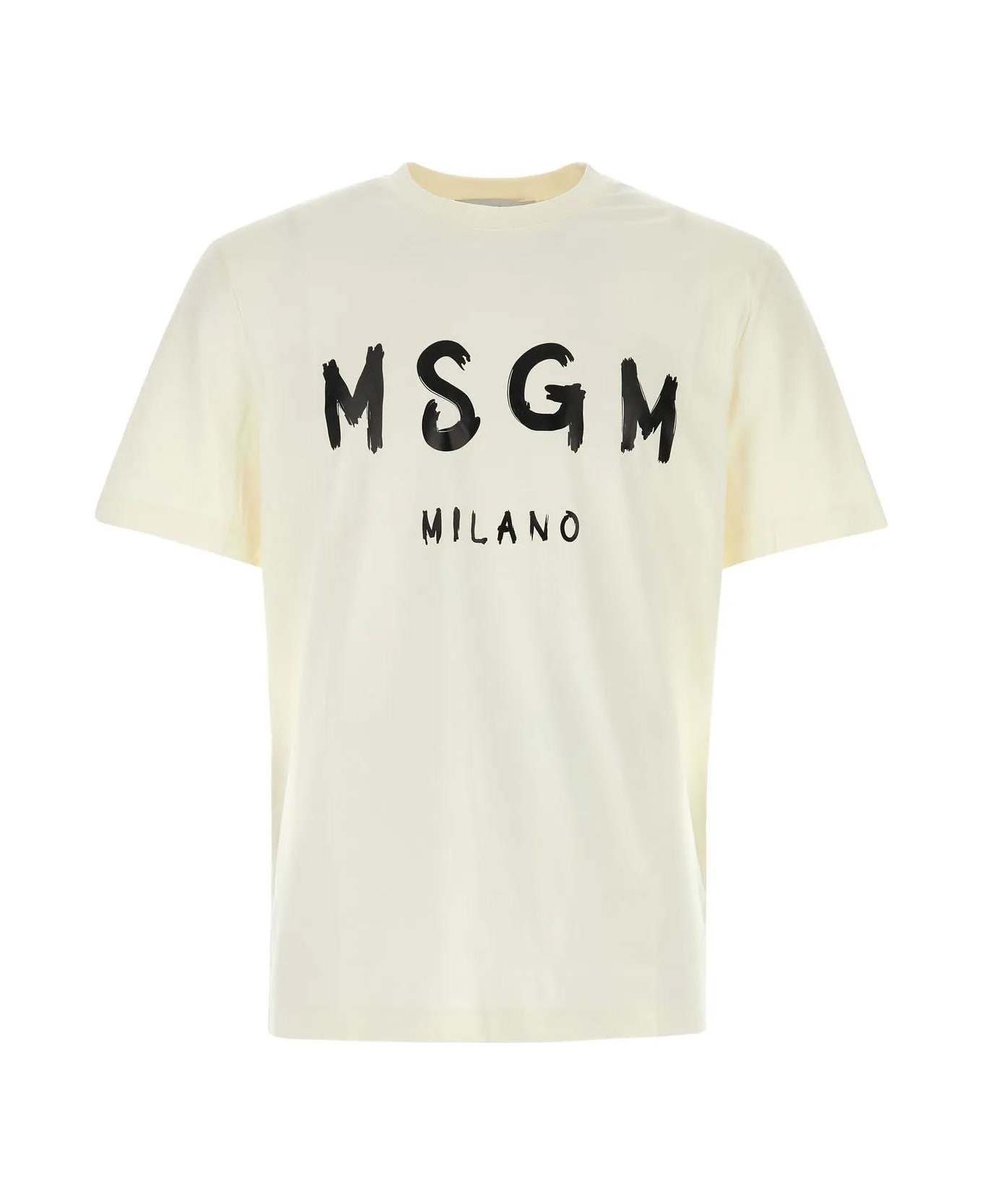 MSGM Cream Cotton T-shirt - Crema