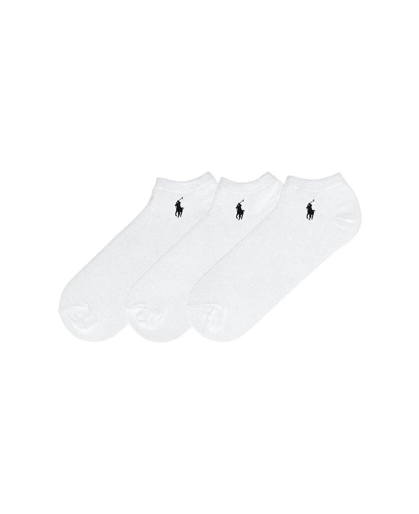 Ralph Lauren Three-pack Logo Embroidered Ankle Socks - White