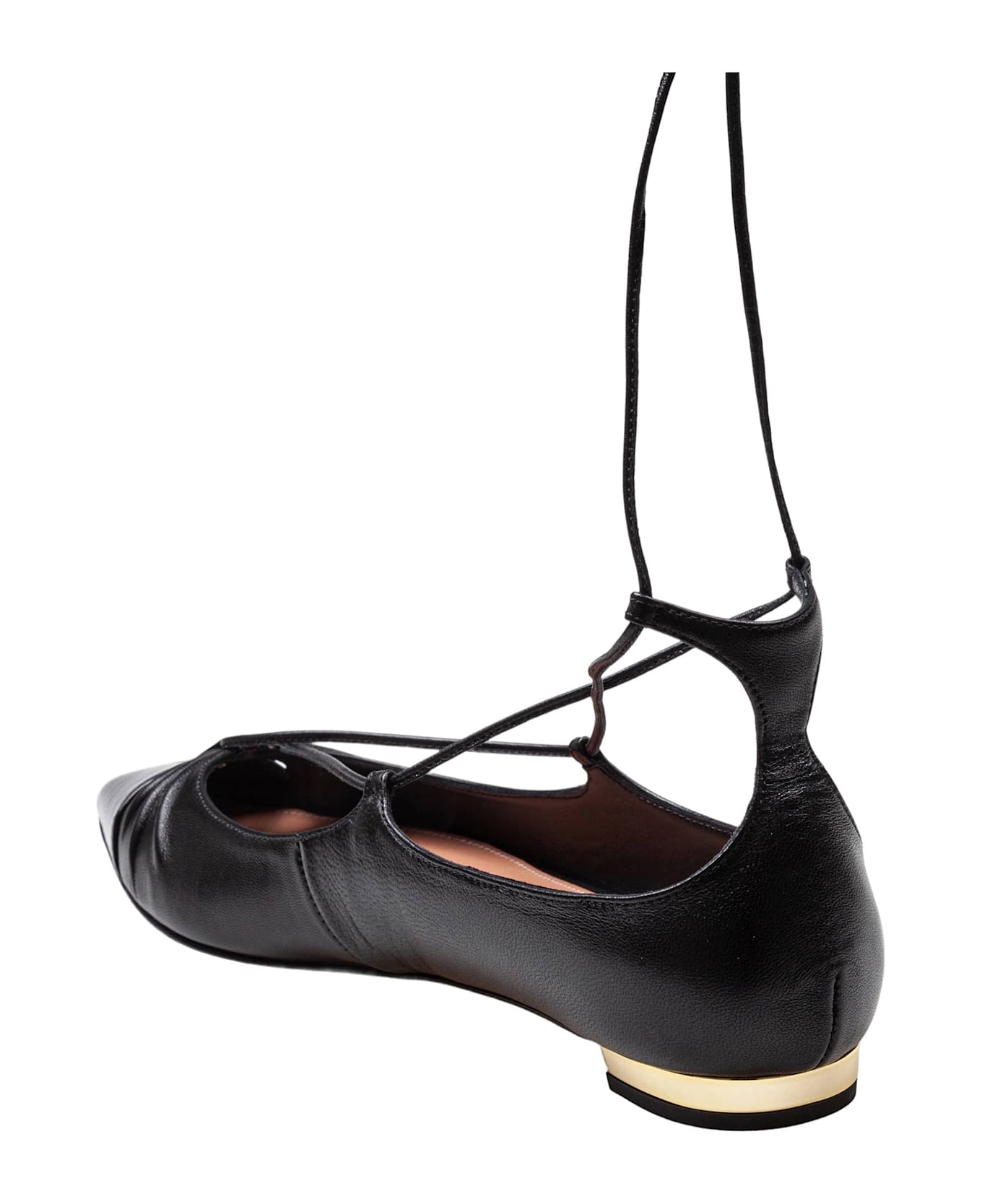 Aquazzura Gabi Flat In Nappa Color Black - Black