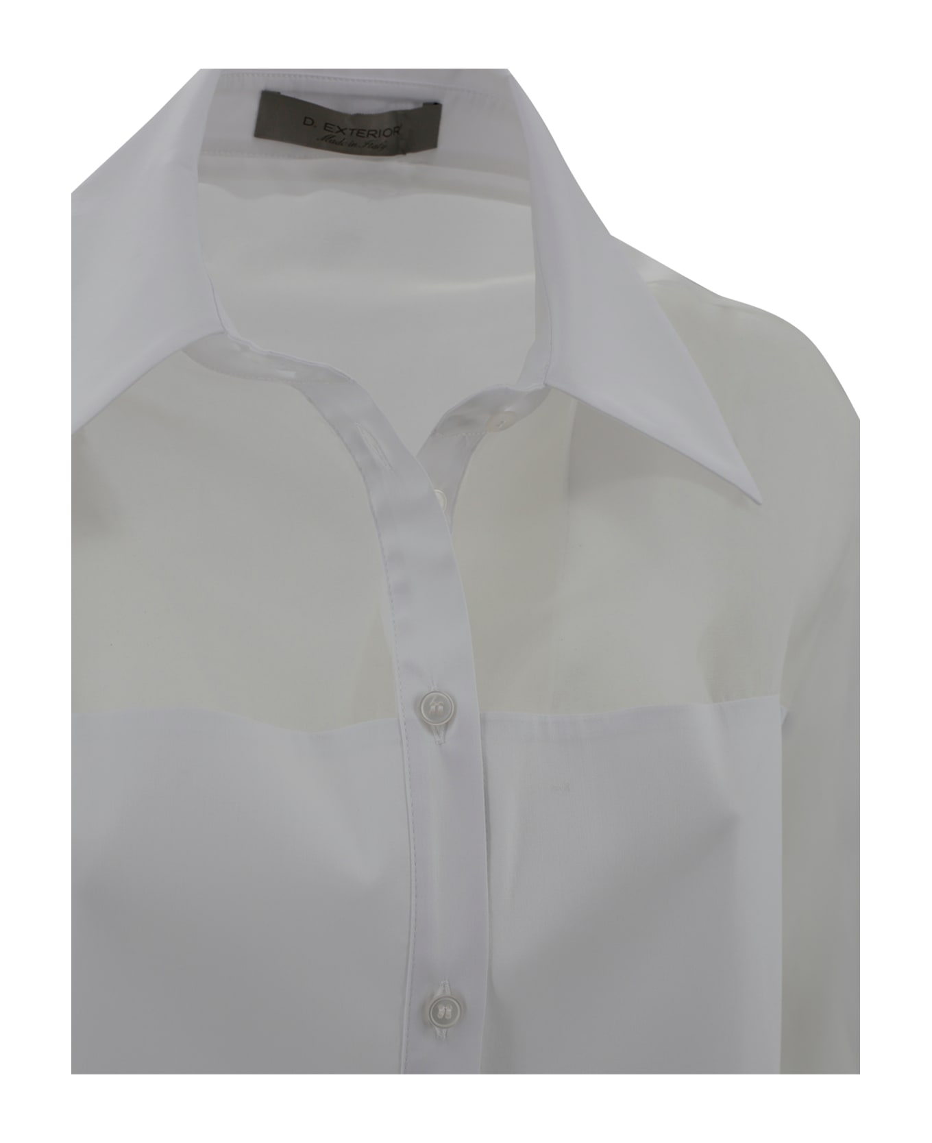 D.Exterior Poplin And Organza Shirt - White