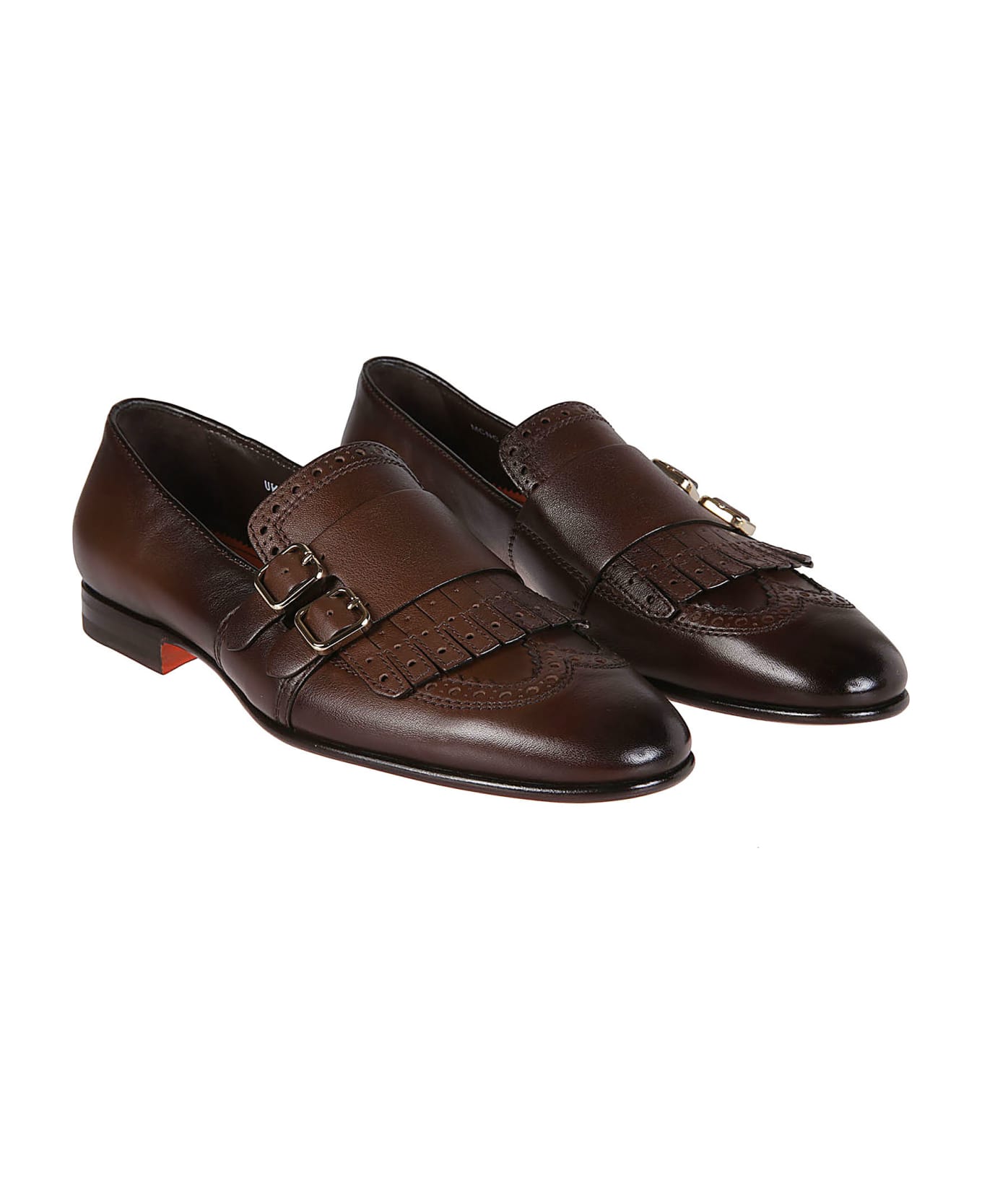 Santoni Double Monks Strap Shoes - Dark Brown