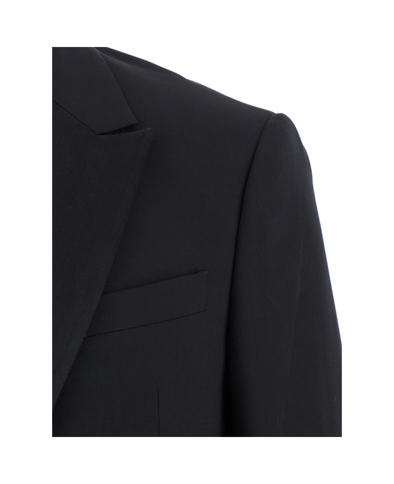 Emporio Armani Black Single-breasted Suit With Peak Revers In Wool Stretch Man - Black